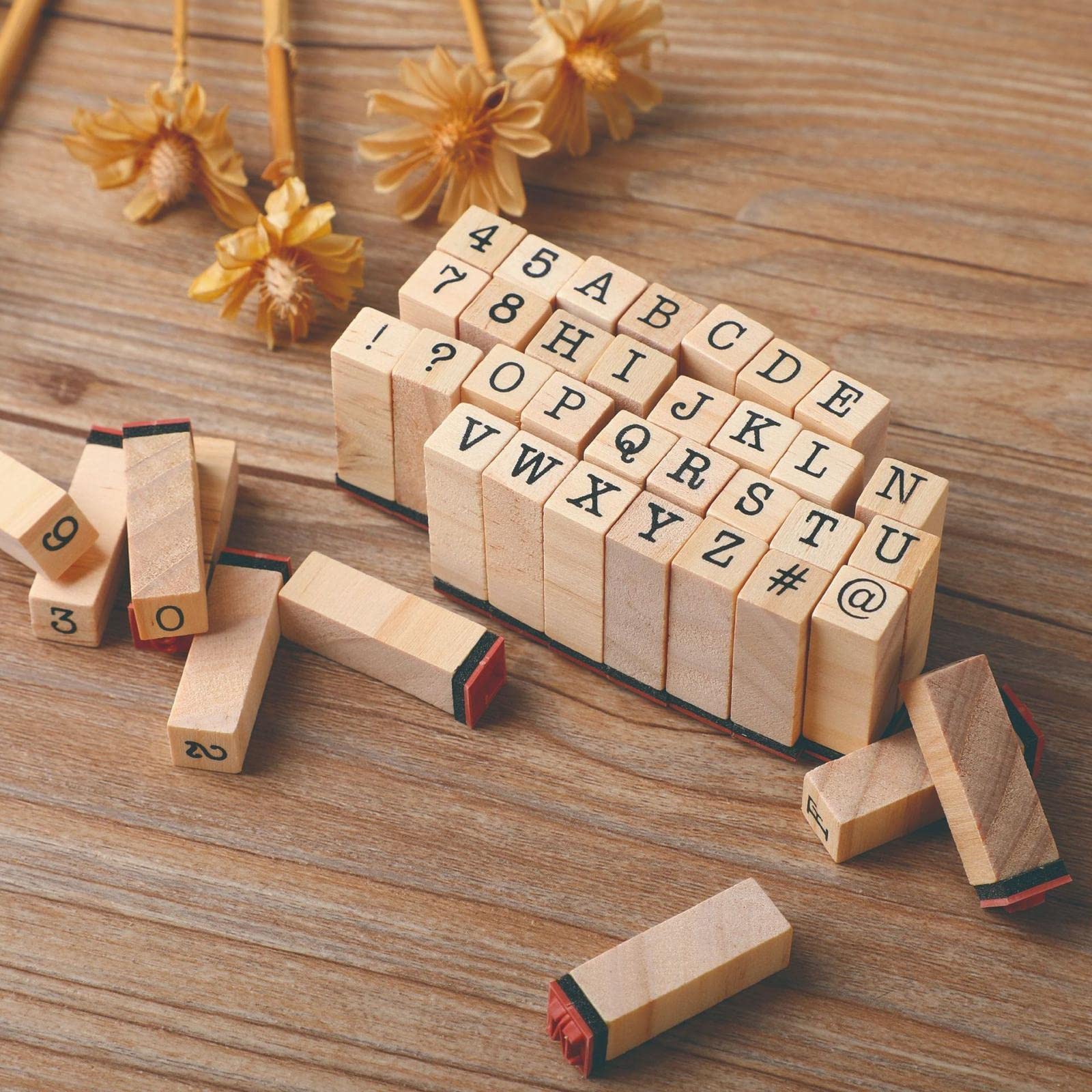 Gummistempel aus Holz, Alphabet, 40 Stück, Vintage-Stil, für Handschrift, 10 Stück