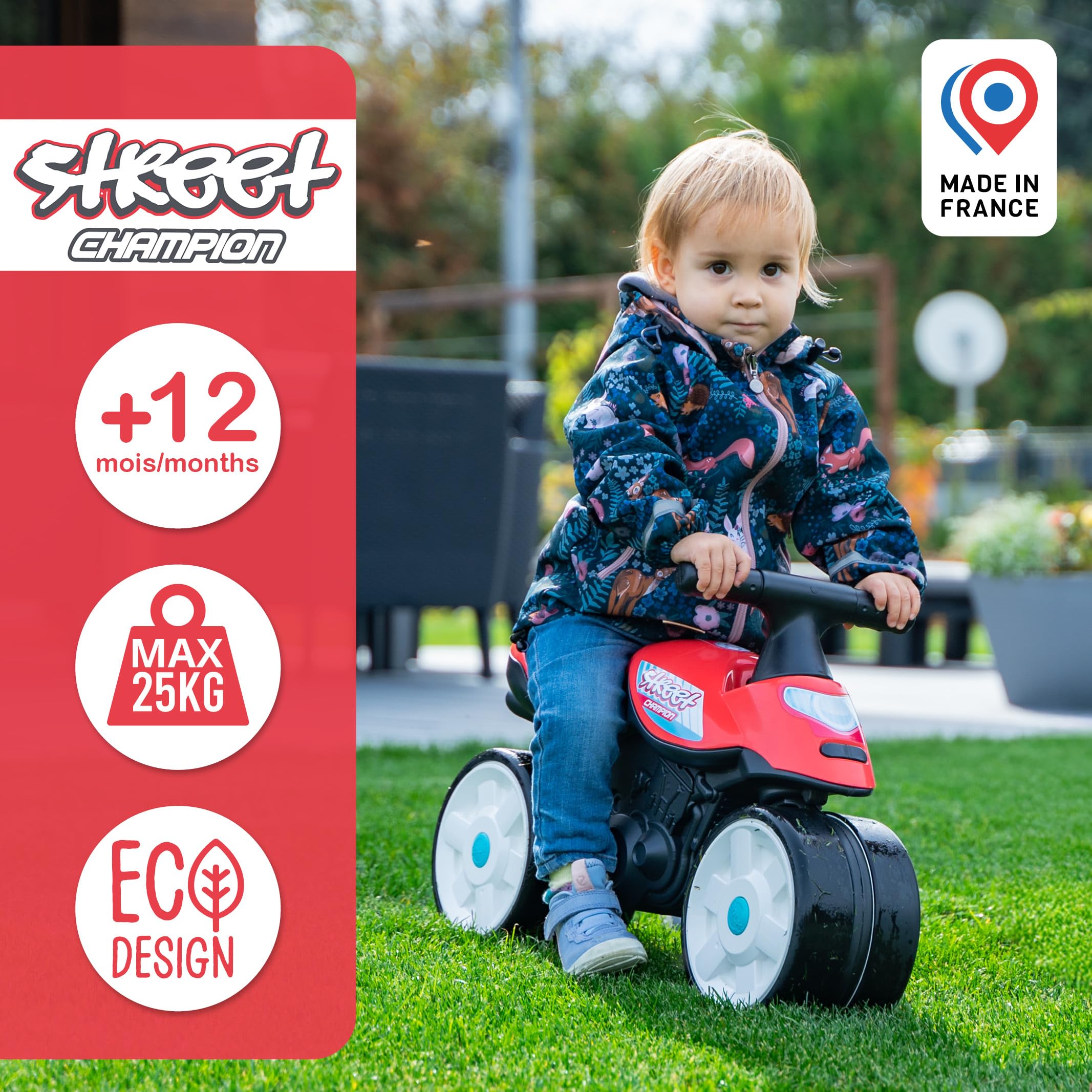 FALK Moto Bud Racing – Moto Giocattolo Con Ruote Silenziose, Da 12 Mesi, In Plastica Riciclata Al 40% – Made In France - Foto 1