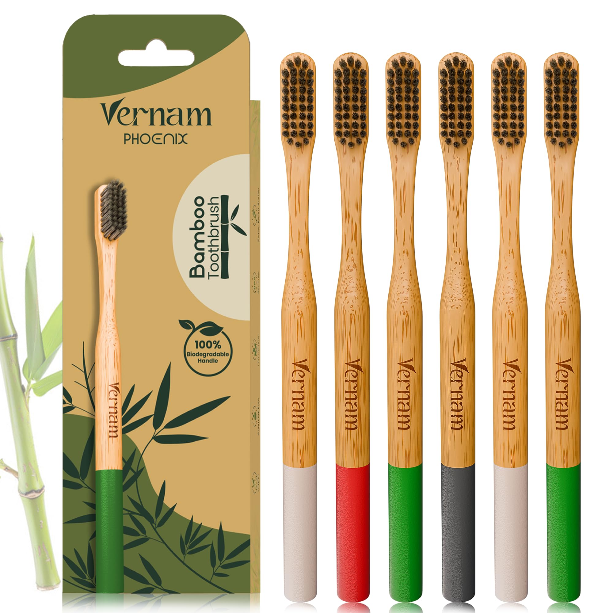 Vernam Phoenix Bamboo Toothbrush | Biodegradable | Soft Bristles| Plastic-Free Soft Toothbrush | Manual Toothbrush for Adults - Sustainable and Gentle Oral Care | Pack of 2 | 6 Brushes-picture-12