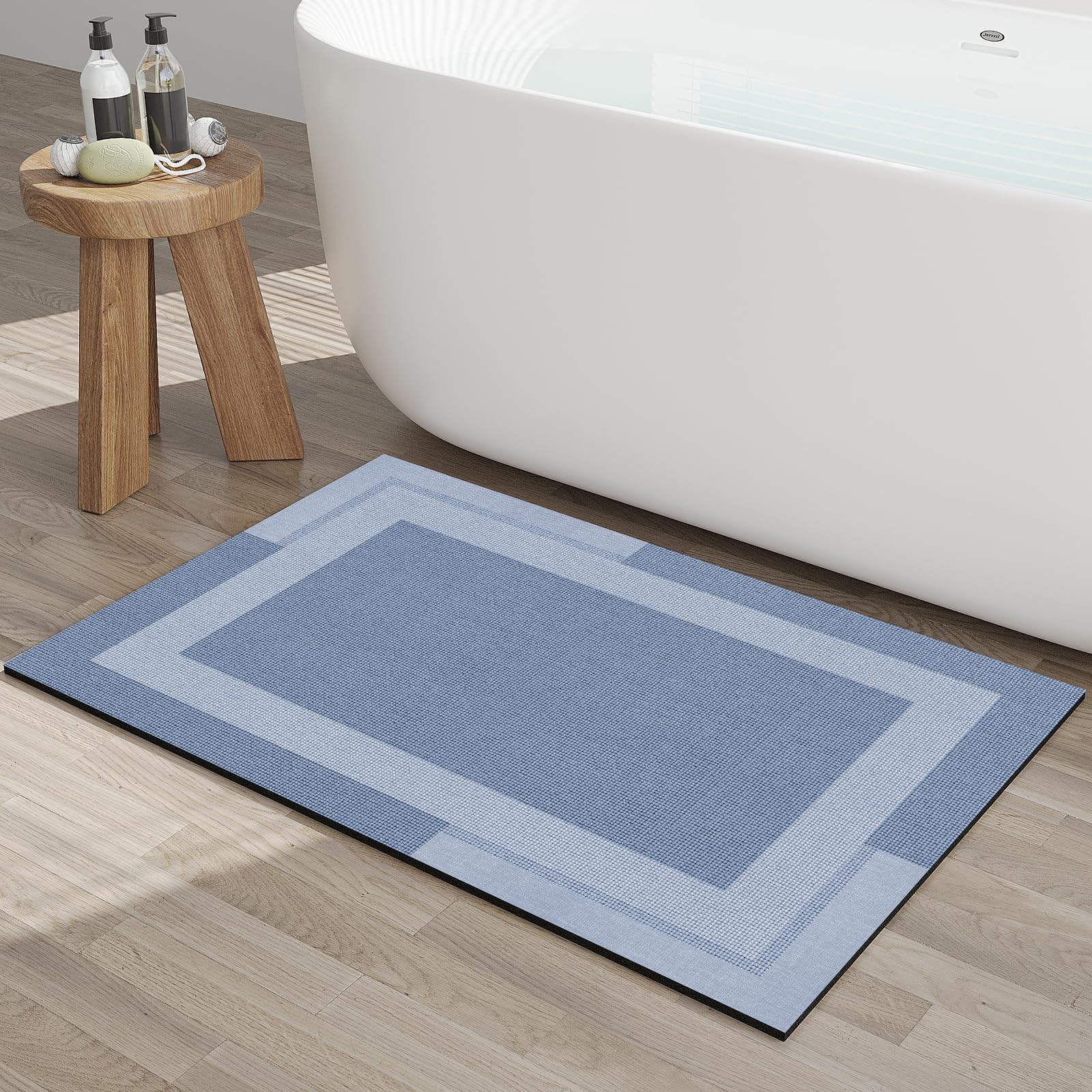 YDKGL Non Slip Bath Mat, Rubber Backing Ultra Thin Bathroom Rugs Fit Under Door Quick Dry Super Absorbent Washable Bath Rug Shower Mat for Bathroom