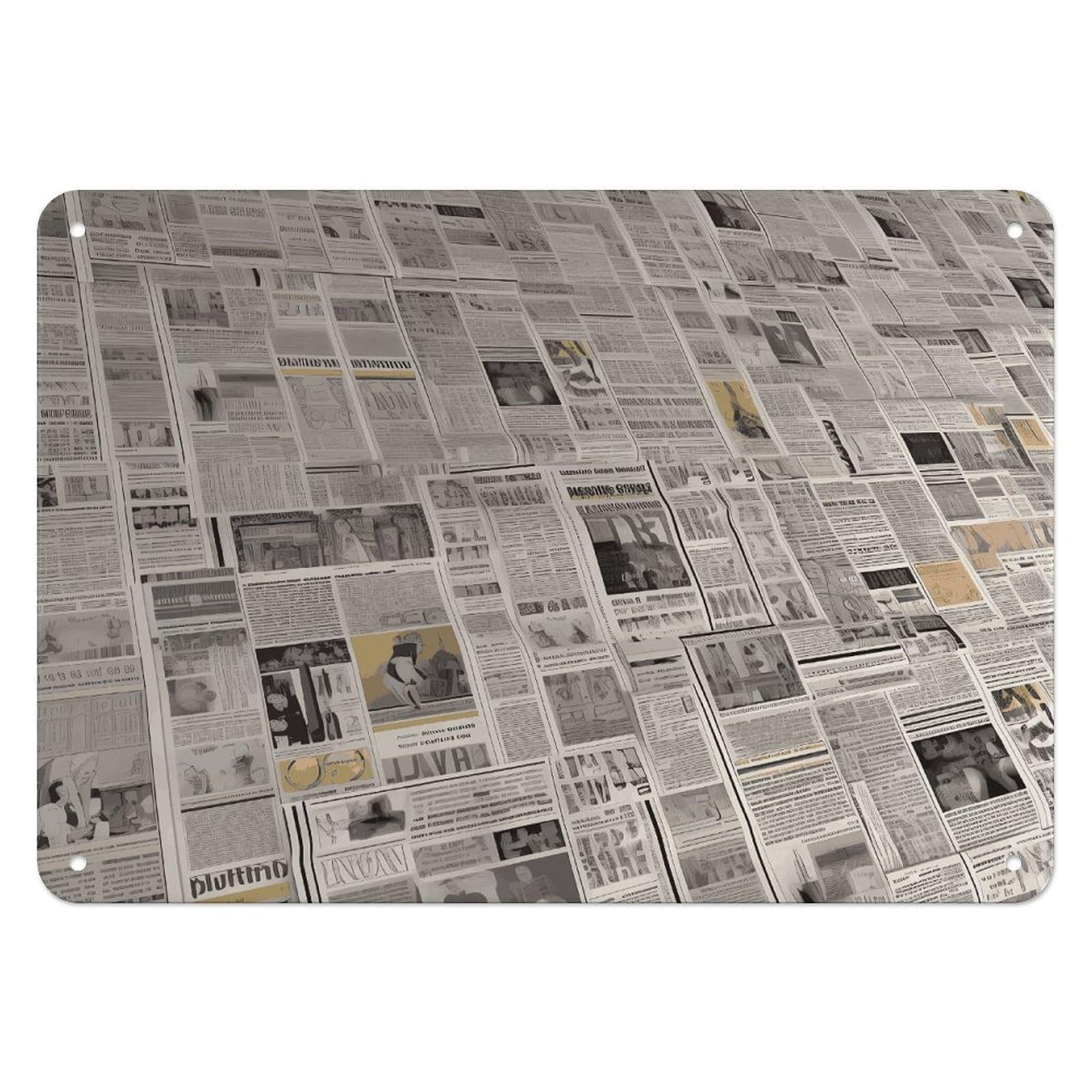 Fekiloot Style Newspaper Wall Decor Iron Painting Metal Sign