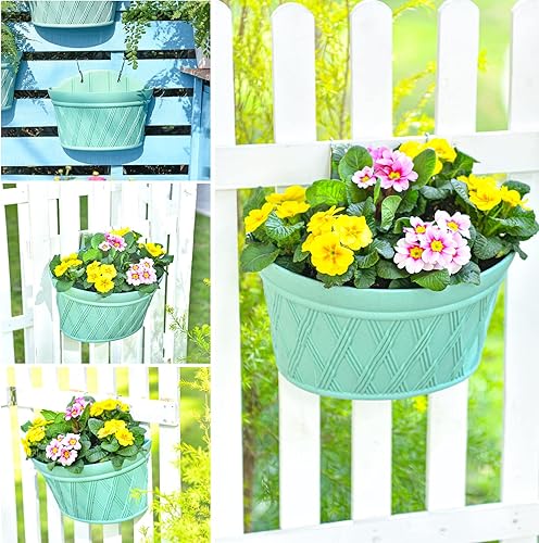 Miniatura 7 de Sungmor Macetas colgantes de pared, macetas colgantes de 11.5 pulgadas para valla de barandilla, cesta colgante de maceta de pared para balcón para