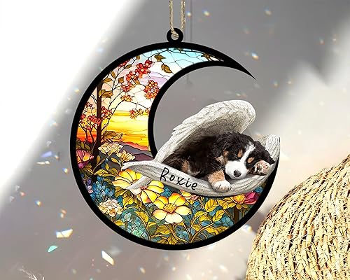 Miniatura 508 de Chow Chow Dog Memorial Suncatcher, adorno de Navidad Chow Chow con nombre, atrapador de pérdida de mascotas, regalos para los amantes de los perros