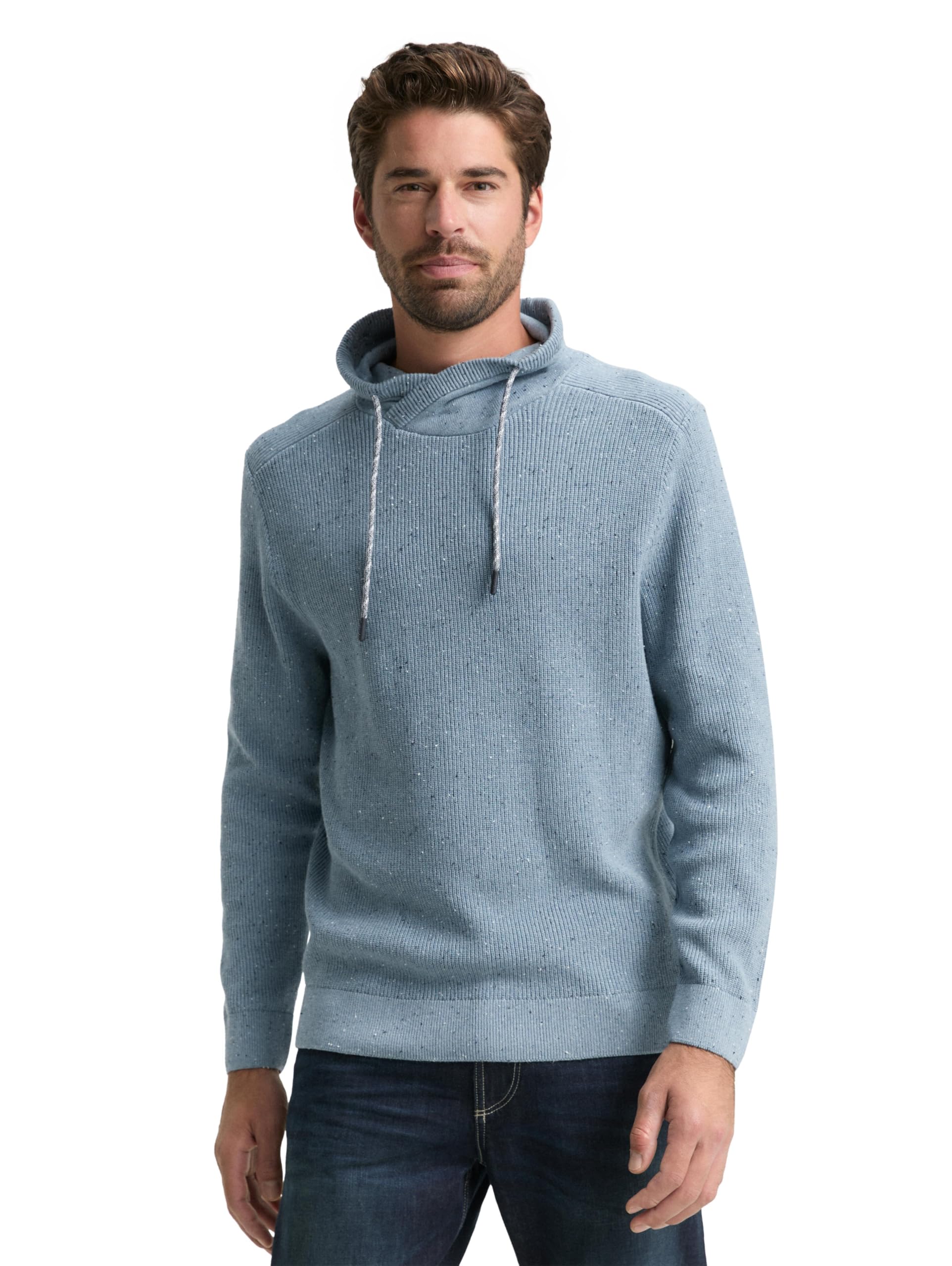 TOM TAILOR Herren Snood Strickpullover in Melange-Optik