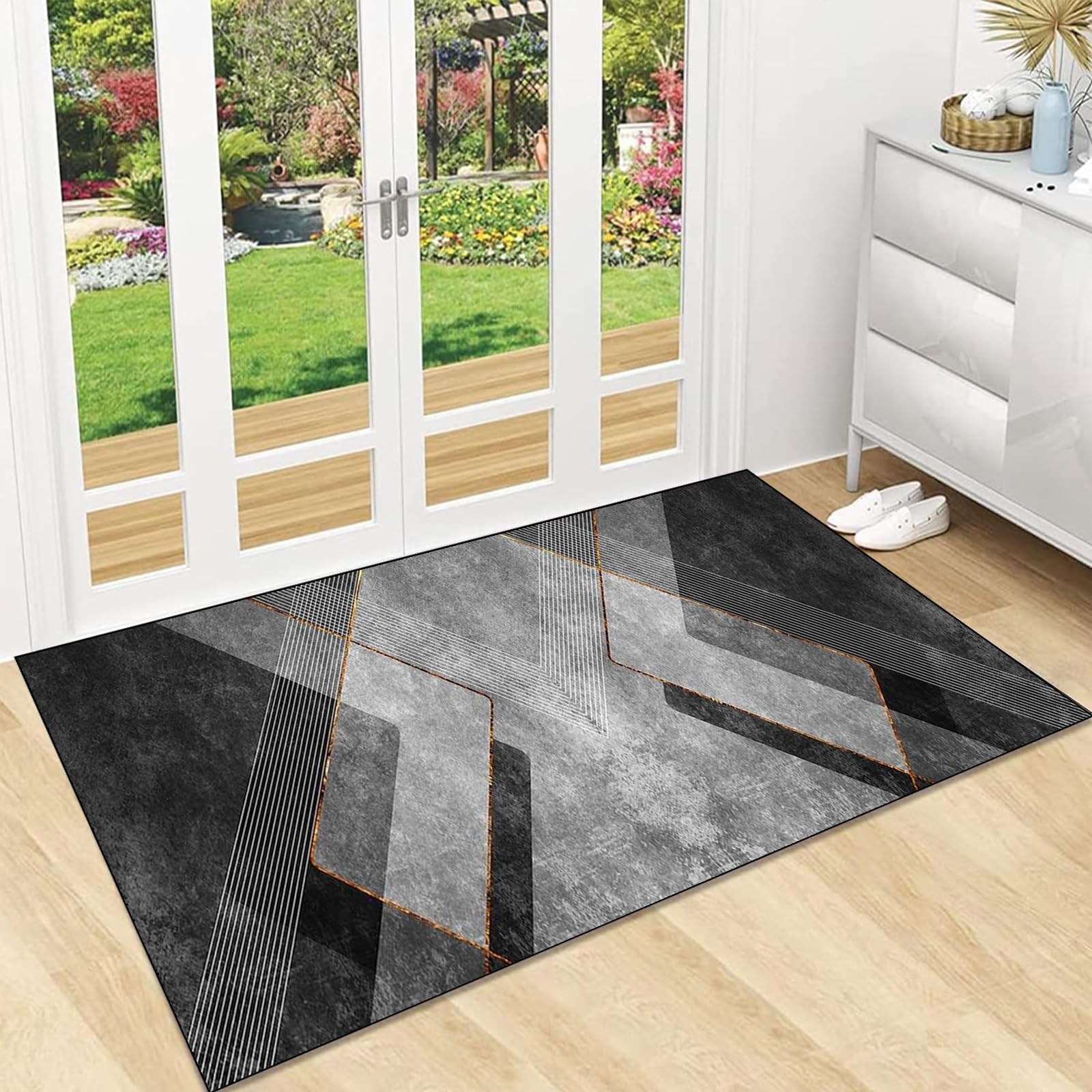 Teppich Küche Teppich Läufer für Küche 95 x 120 cm Modern rutschfest Waschbar Dauerhaft,Antistatisch Küche Teppich rutschfest Teppich Läufer Flur Küche für Flur, Küche, 2