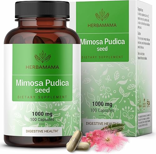 Miniatura 1 de HERBAMAMA Mimosa Pudica Seed Cápsulas – 1000 mg de extracto de Mimosa Pudica en polvo para limpieza digestiva y desintoxicación – Suplemento de
