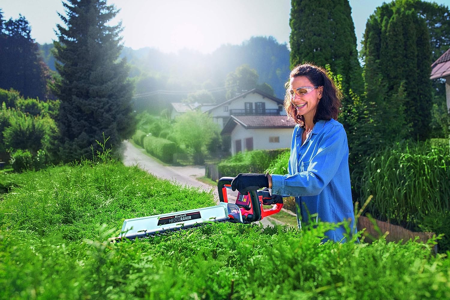 Einhell Cortasetos con batería ARCURRA 18/55 Power X-Change (18 V, 55 cm de Longitud de Corte, 18 mm Distancia Entre Dientes, colector de Recortes, asa Frontal Estrecha, sín batería)