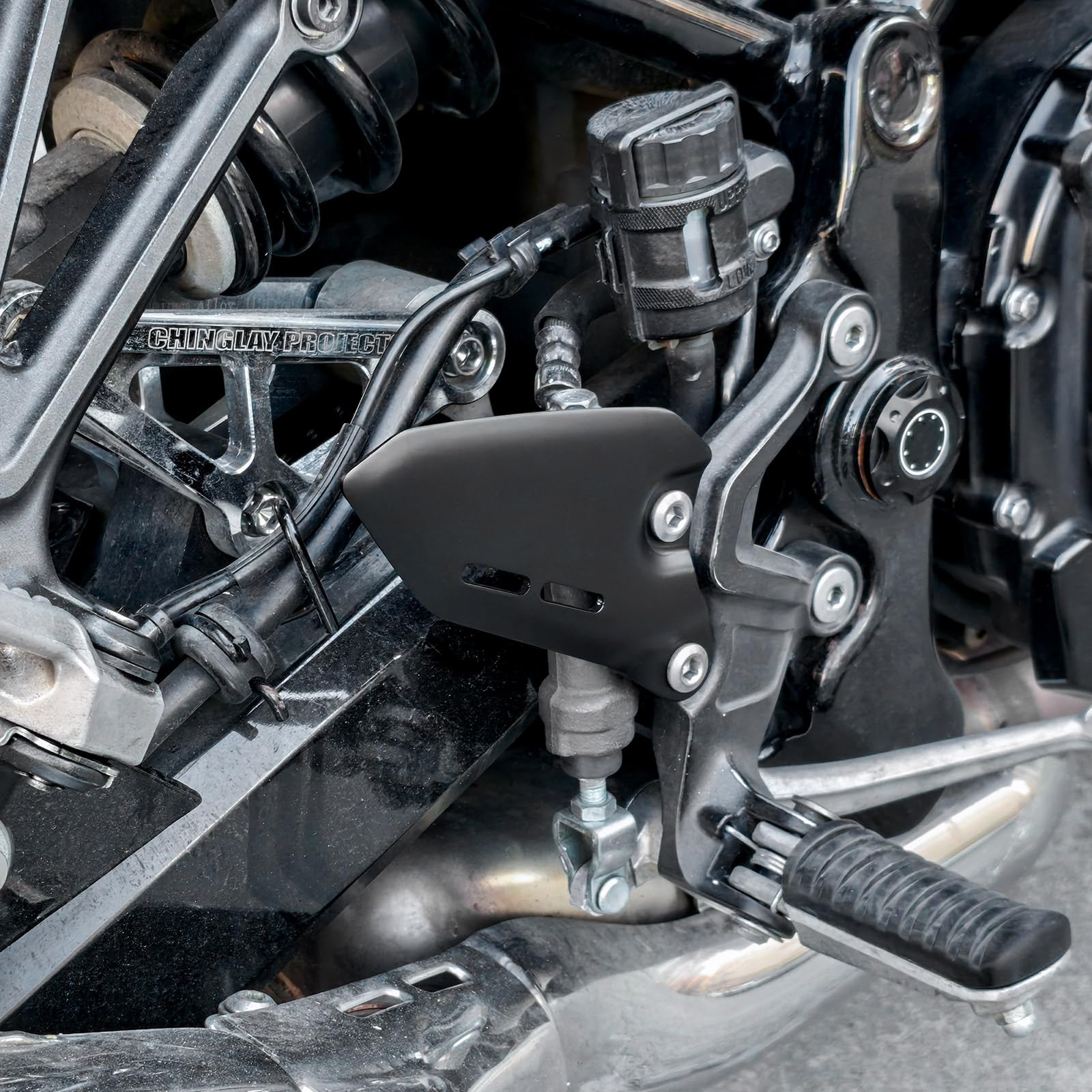 Fersenschutzplatte aus Aluminiumlegierung Passend für Z900RS 2018-2026 Links & Rechts Set Fußraste Fußstütze 2019 2020 2021 2022 2023 2024 2025 2026 (Schwarz Matt)