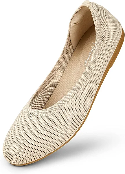 Arromic Flats Shoes for Women, Washable Round Toe Knit Ballet Flats Shoes with Comfortable Heel Cushions, Soft Slip on Dressy Shoes for Business Casual, Office, Work, Wedding