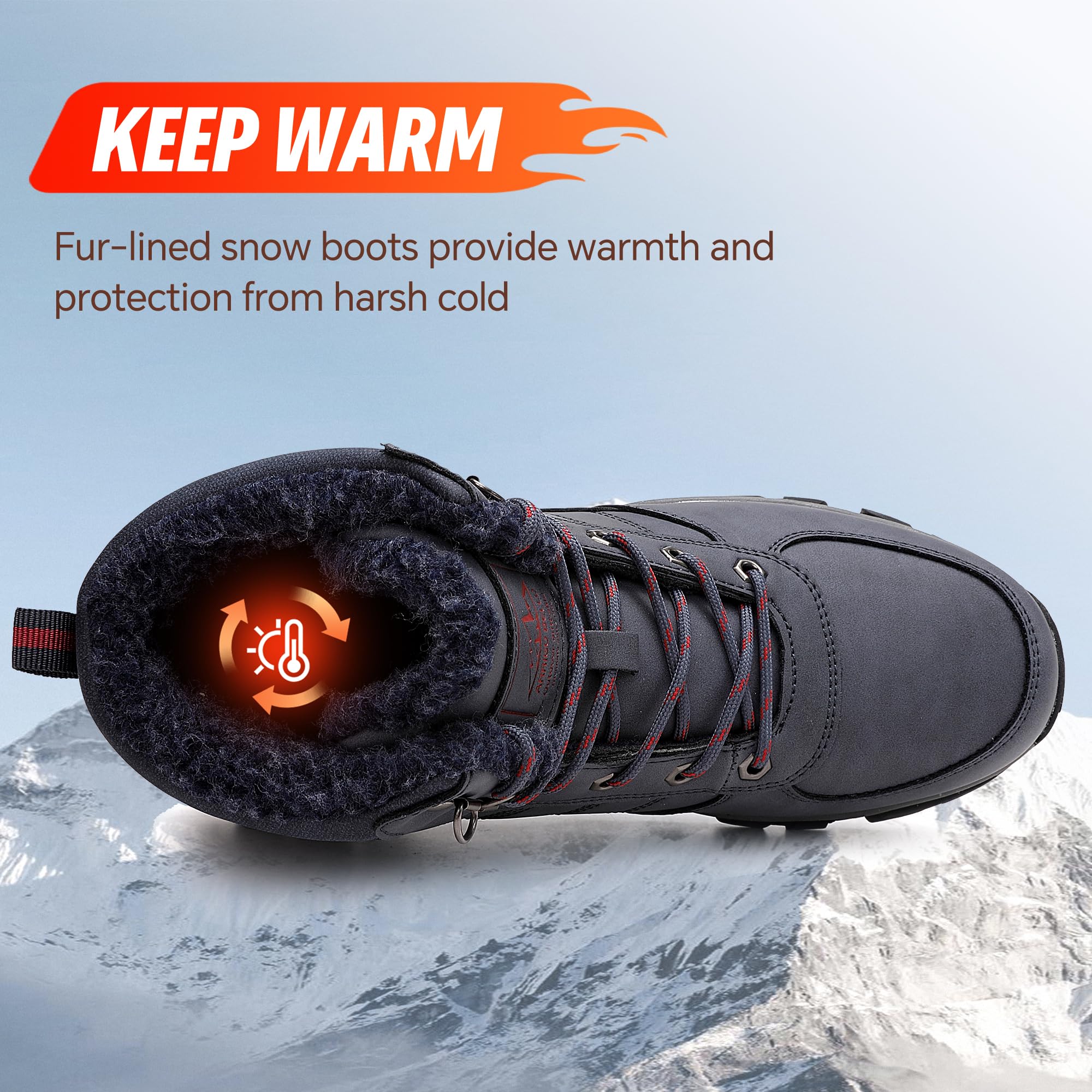 ARRIGO BELLO Stivali Uomo Invernali Scarpe Invernale Scarponcini Neve Stivaletti Antiskid Caldo Trekking Montagna Boots Taglia 41-46