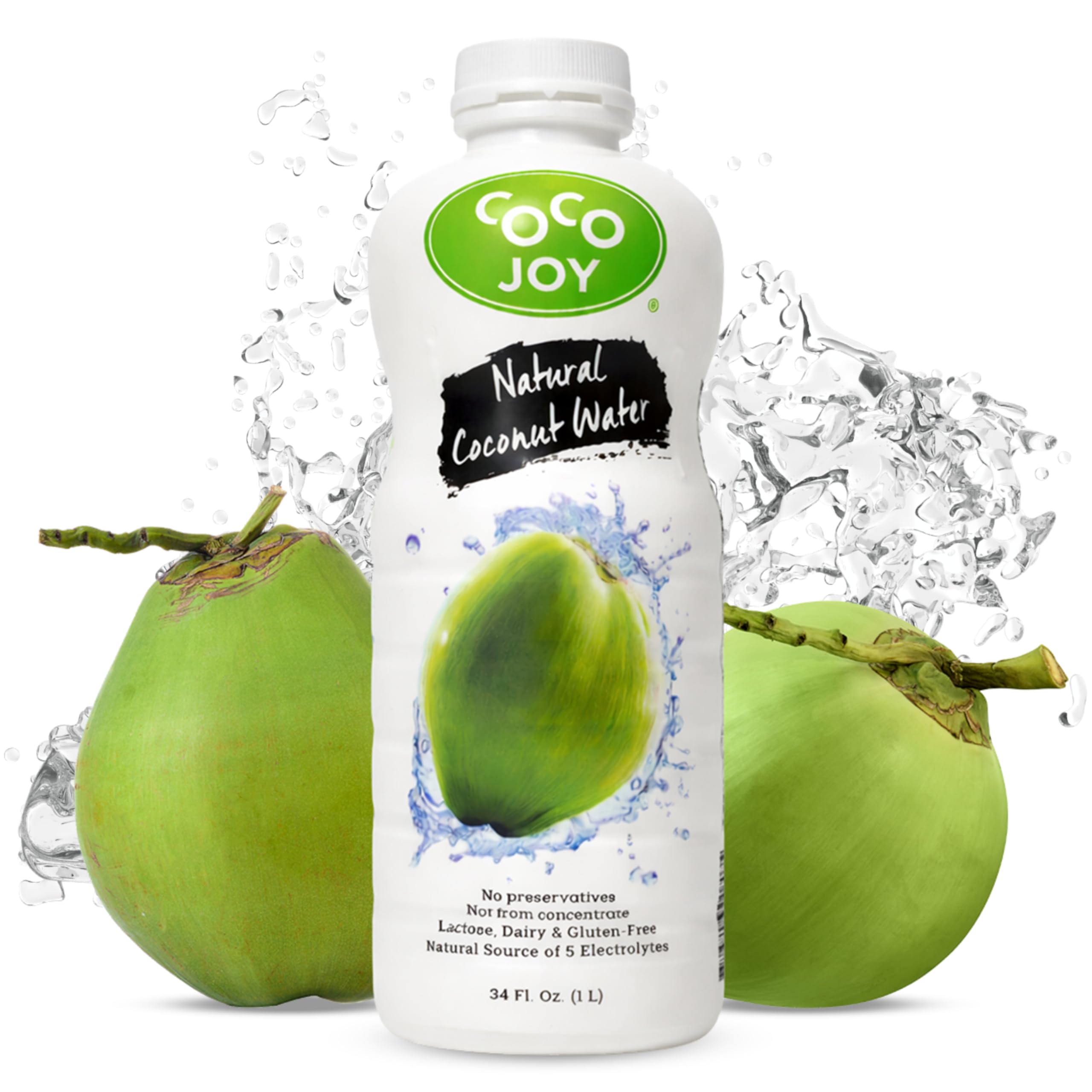 CoCo Joy Natural Coconut Water, Low-Calorie, High-Calcium, Nutrient-Rich Drink 6 pack