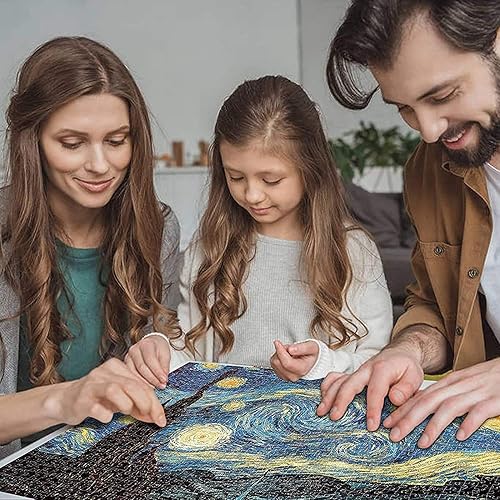 Miniatura 5 de Losmmney - Rompecabezas de 1000 piezas para adultos y niños, noche estrellada por Vincent Van Gogh, rompecabezas para aliviar el estrés