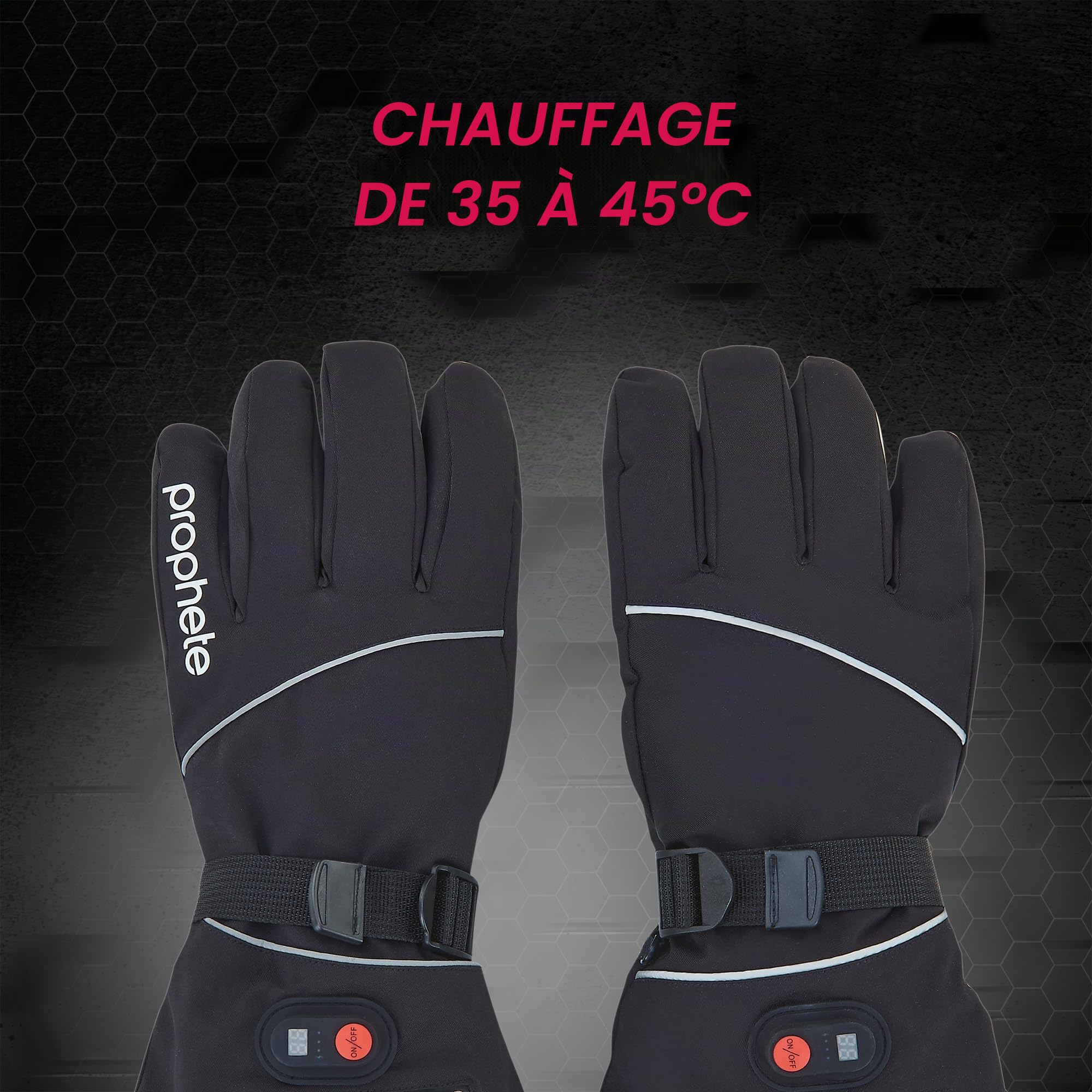 Prophete Gants Chauffants, Taille S/M, Batterie de 2600 mAh, compatibles avec écran Tactile, Noirs, Gants de Cyclisme Chauffants