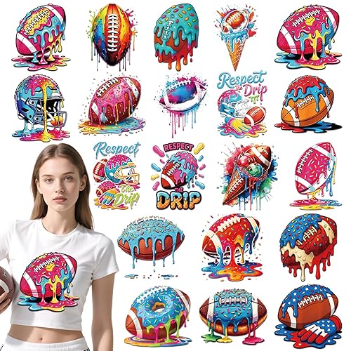 Dazoratix Football Iron on Transfers - 20 Sheets Colorful DTF