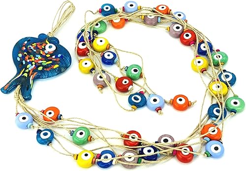 Colgante de pared contra el mal de ojo, decoración para el hogar, adorno grande de cristal de peces de buena suerte, decoración bohemia