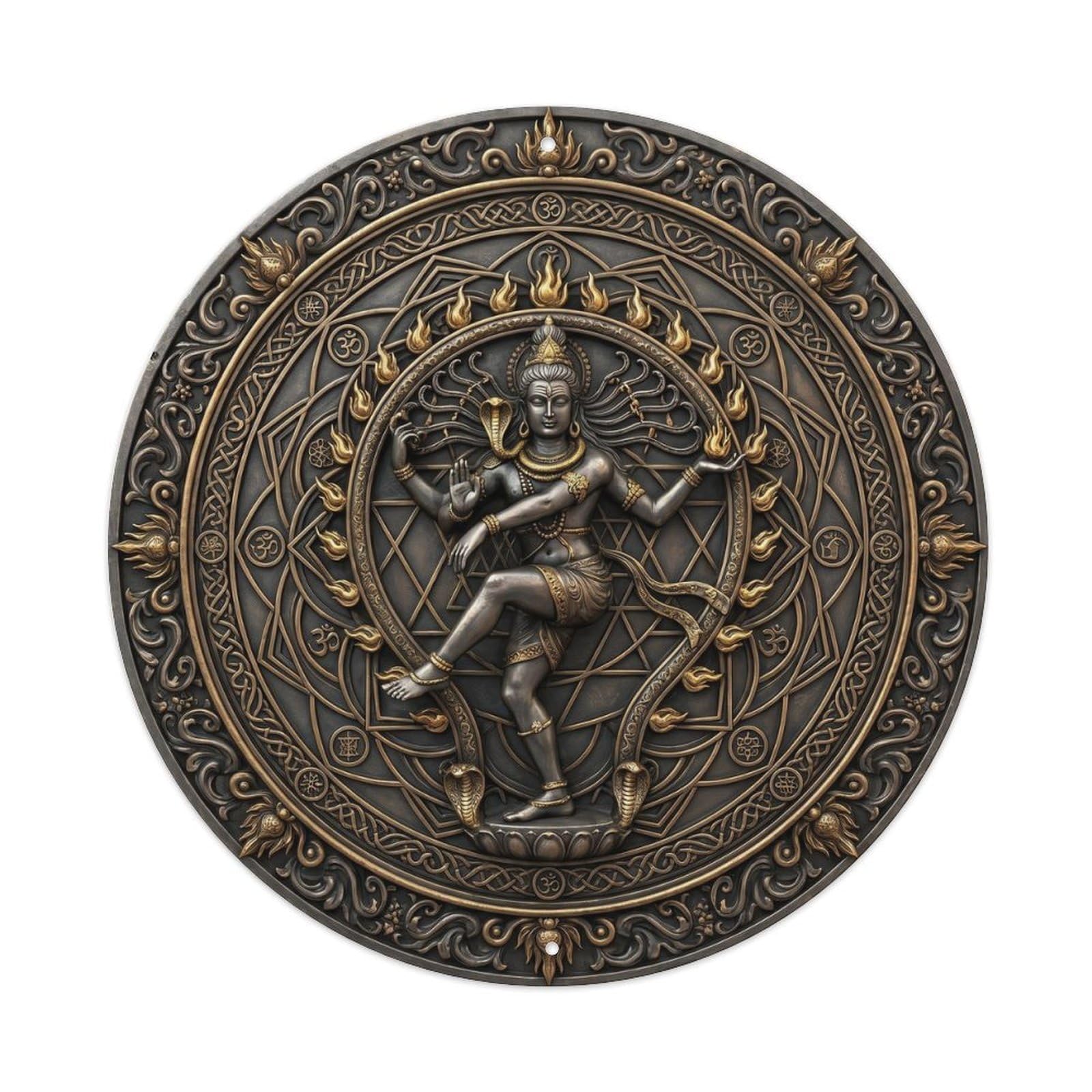 Shiva Mandala Sacred Geometry Pattern Relief Sculpture Metal Tin Sign