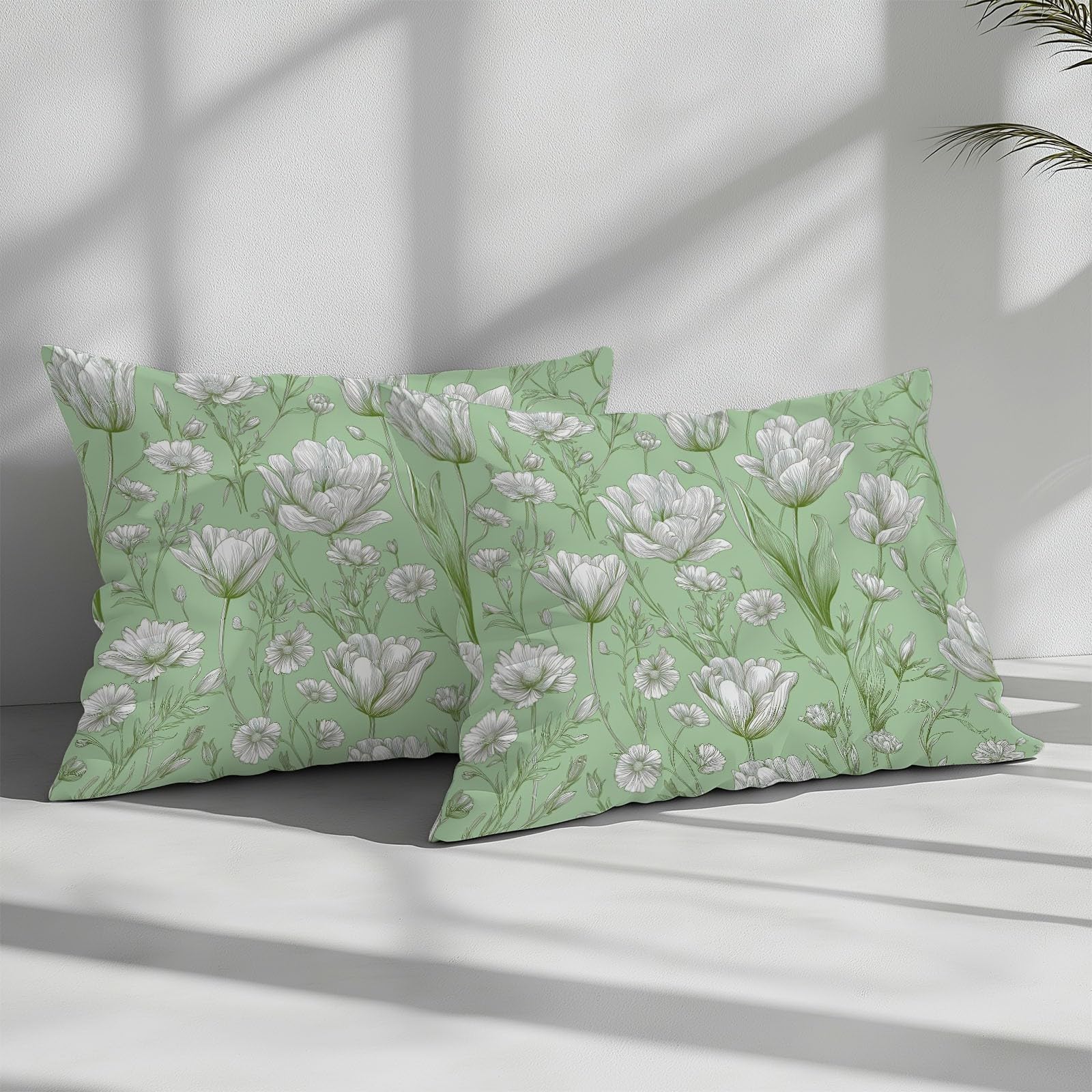 Set copripiumino super king size, in policotone, elegante e delicato, ultra morbido, ipoallergenico, con chiusura a cerniera, verde pallido, 260 x 220 cm