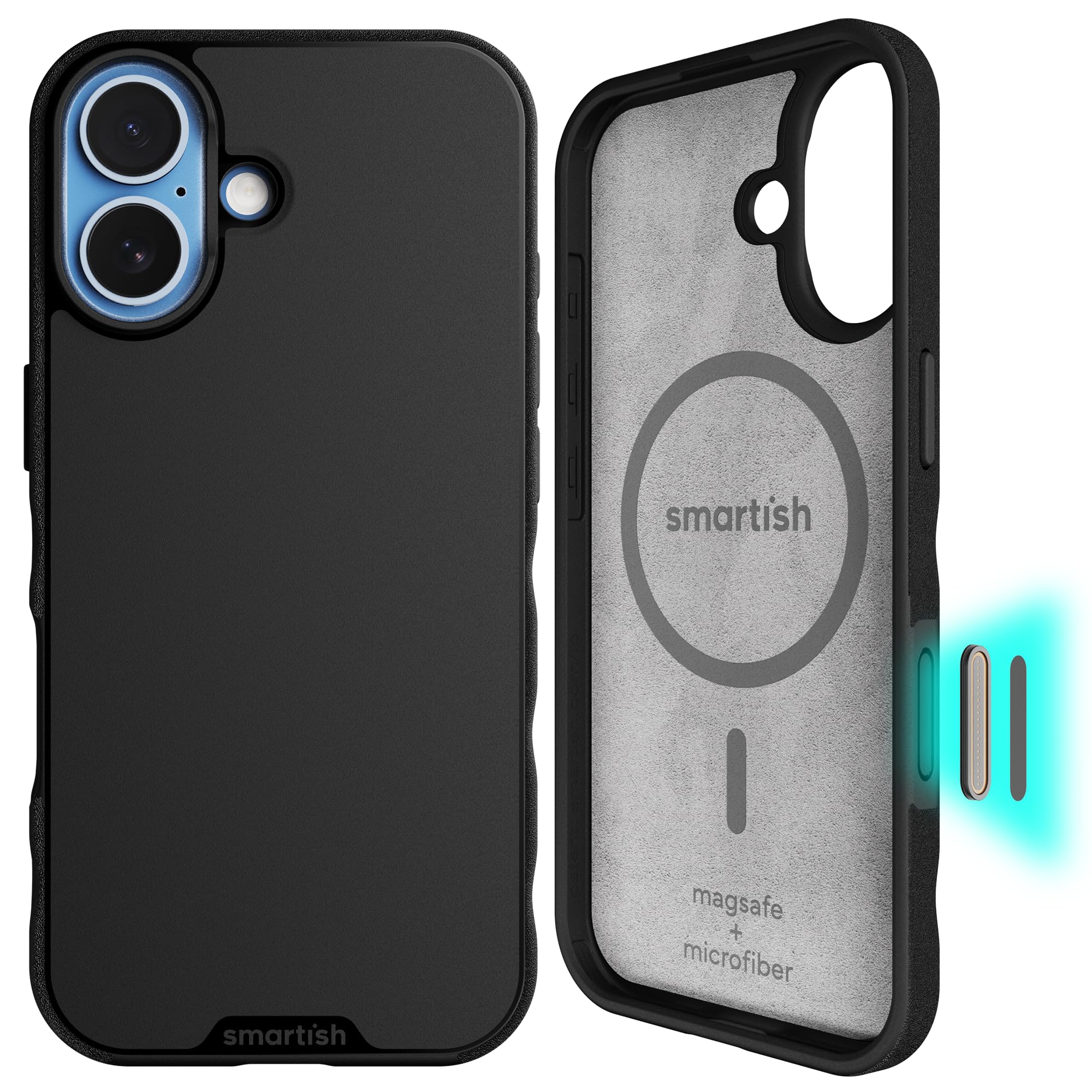Smartish® iPhone 17 MagSafe Case - Gripmunk w/Camera Control Protection, Magnetic Slim Case [Lightweight + Protective] Thin Grip w/Microfiber Lining for iPhone 17 - Black Tie Affair