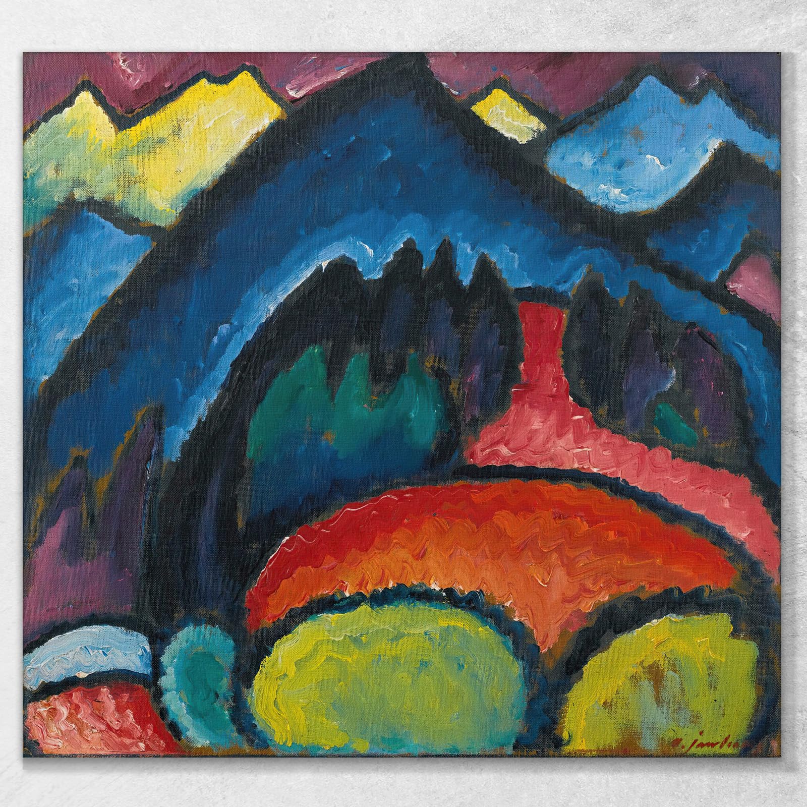Litografía azul La Barca Wassily Kandinsky, wk151 - Cuadro impreso sobre lienzo, 130 x 117 cm