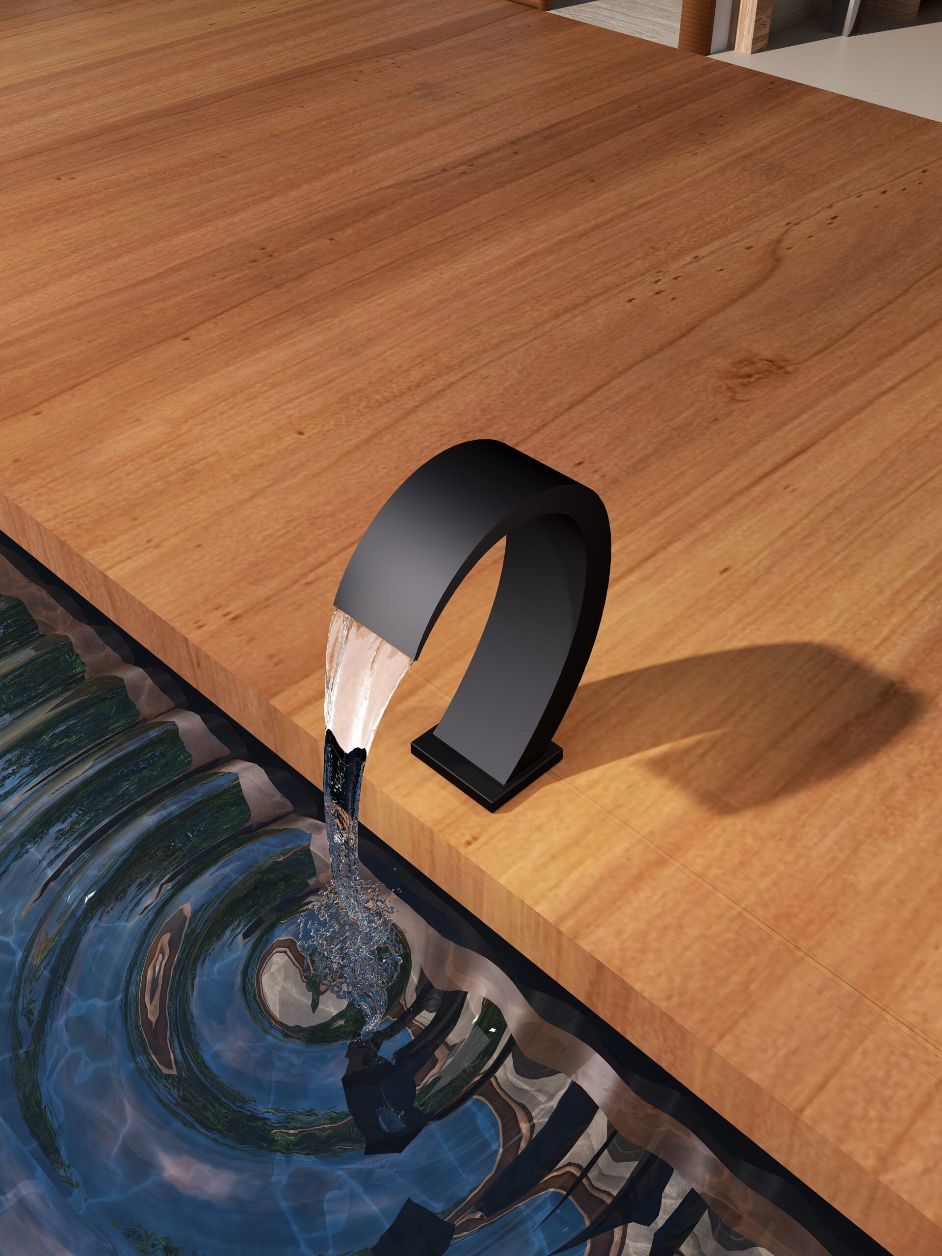 IMEX Cascada de Piscina - IGUAZÚ Cascada de Agua 20CM en Acero S.316, Diseño Elegante y Resistente, GARANTÍA DE 10 AÑOS! (Negro Mate)