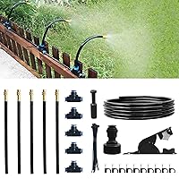 Vista 10 de Kit de sistema de riego por goteo ajustable de 360°, sistema automático de riego de jardín de 32.8 pies con 10 boquillas de cobre, sistema de riego