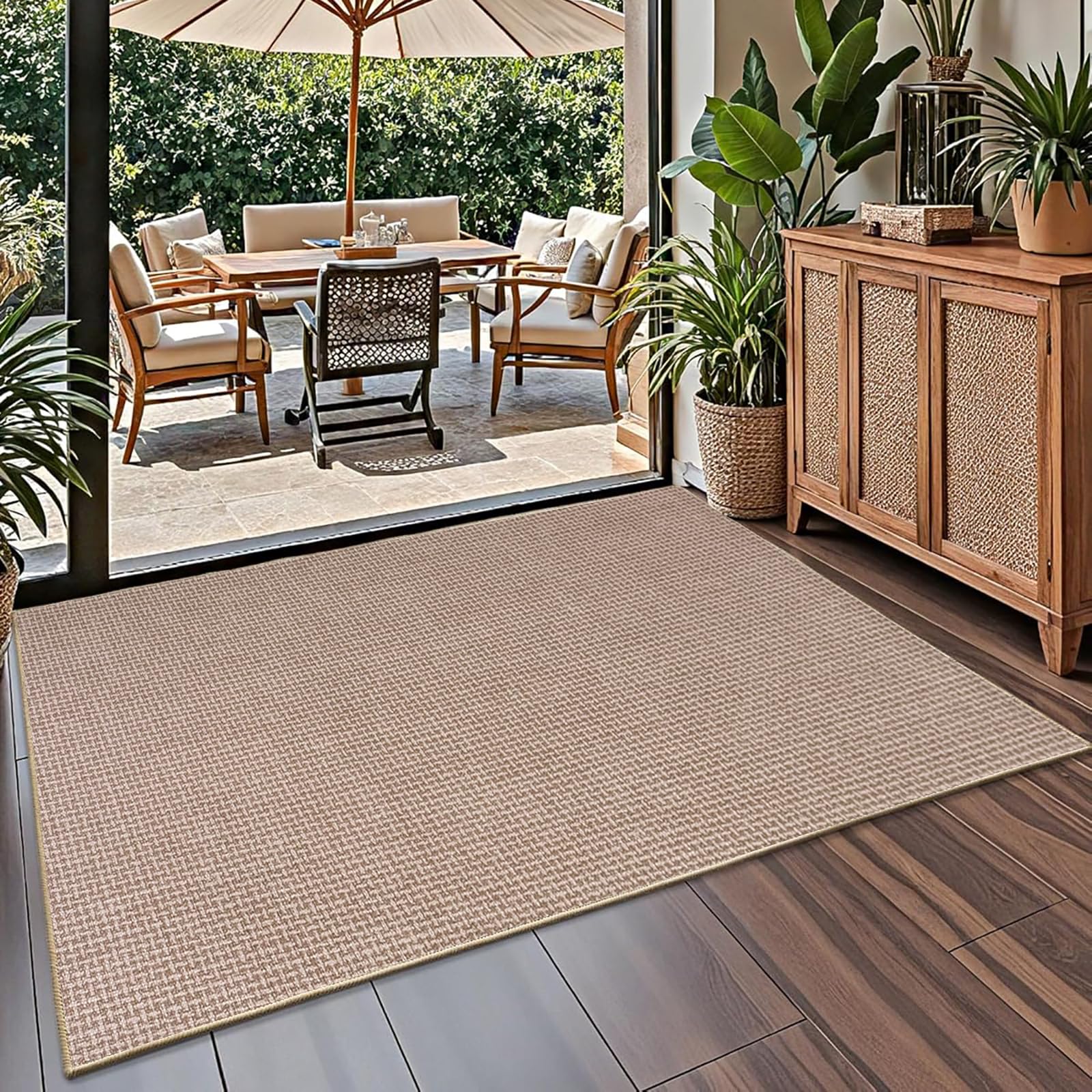 Paillasson Intérieur 80 x 120 cm, Tapis d'entrée Antidérapant et Absorbant, Paillassons Ultra-Fins et Lavables, Tapis pour Intérieur, Extérieur, Chambre, Cuisine, Entrée, Couloir (Beige)