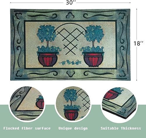 Miniatura 10 de CHICHIC Felpudo de bienvenida de 18 x 30 pulgadas, felpudo para puerta delantera al aire libre para entrada del hogar, felpudo de entrada exterior,