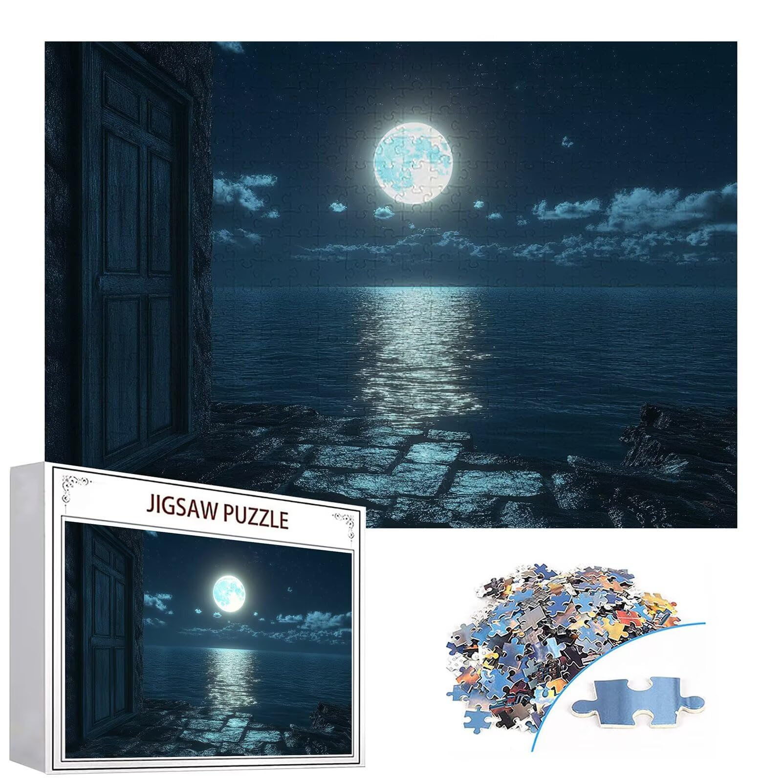 Puzzle 5000 elementów księżyc puzzle dla dorosłych plaża 156 x 105 cm unikalne rzemiosło klasyczne 3D drewniana układanka do rodzinnych gier aktywnych, układanka do samodzielnego wykonania nawet do