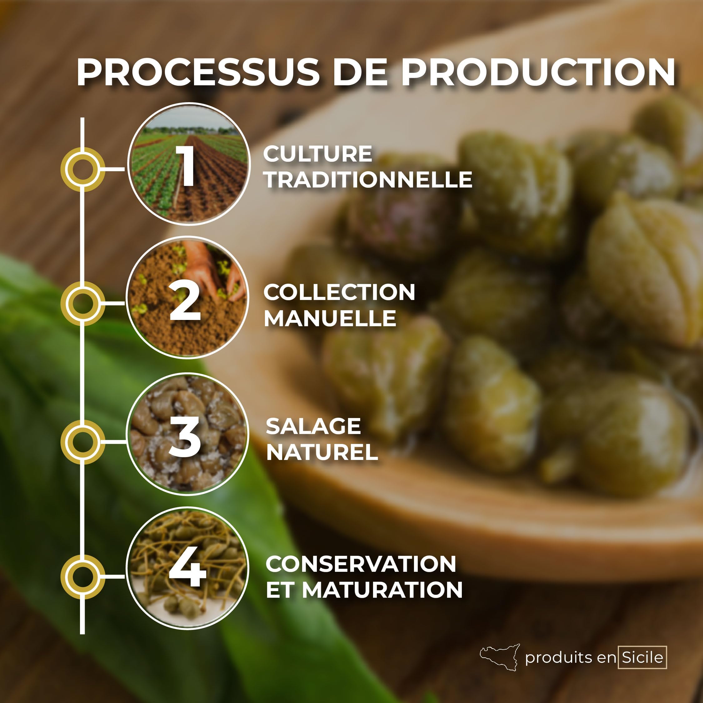 Câpres moyennes au sel - Câpres des îles Éoliennes d'Italie - Sans gluten - 250gr (2 Pièces = 500 Gr)