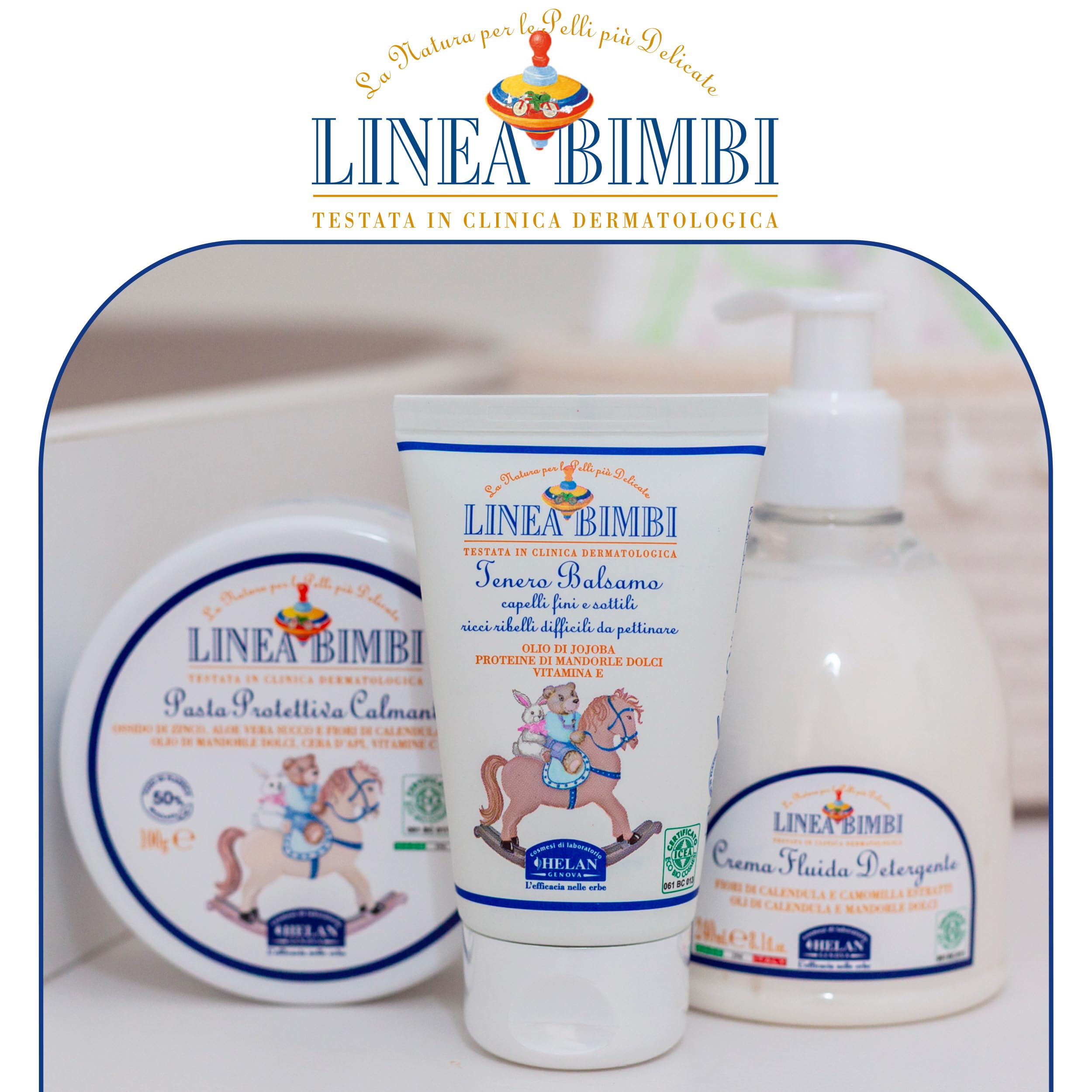 Helan, Linea Bimbi - Balsamo Capelli Ricci e Difficili da Pettinare Bambini, Districante Capelli Fini e Sottili Bambino e Bambina con Olio di Mandorle Dolci e Jojoba, Senza Parabeni e Siliconi - 50 ml