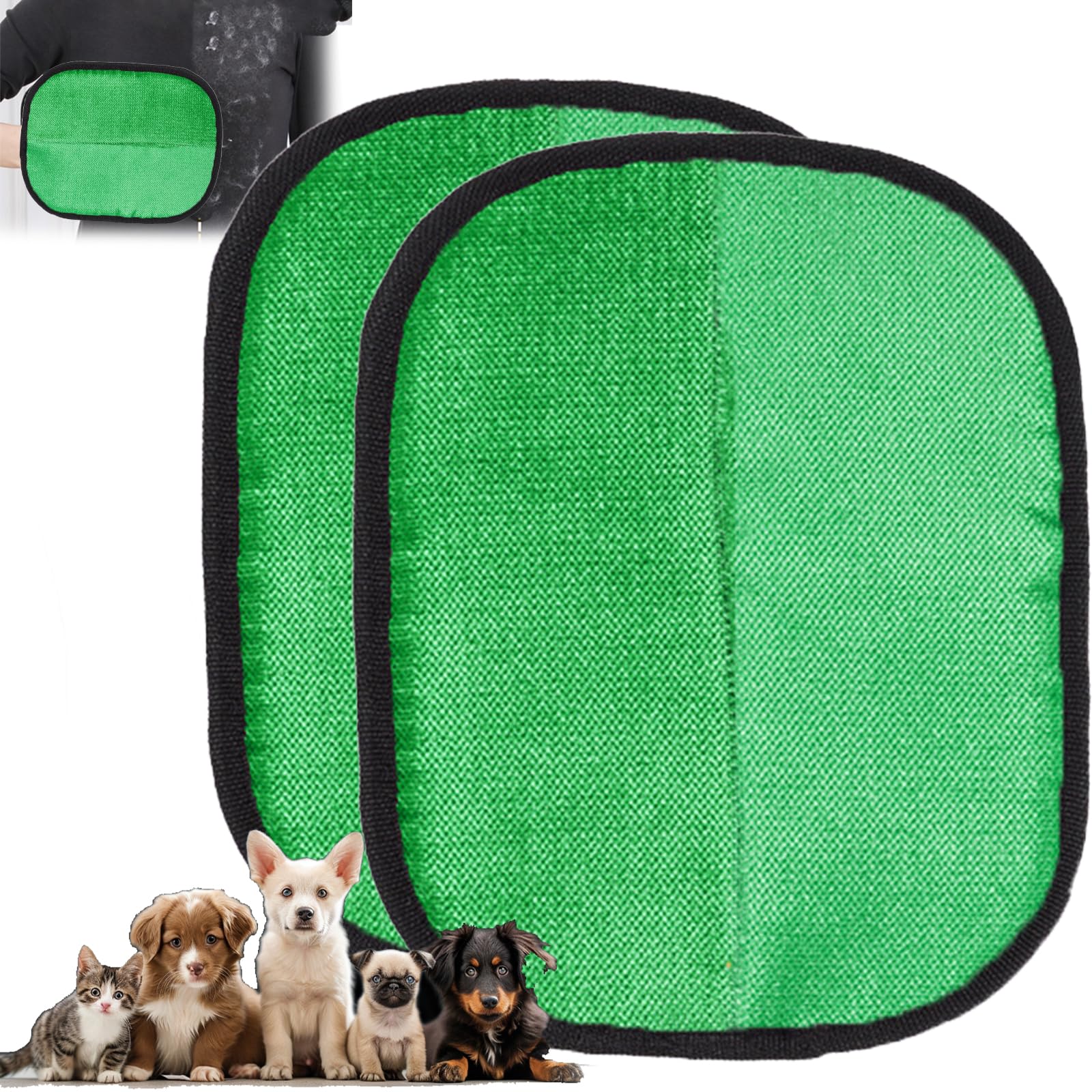 Pet Hair Removal Glove for Dogs, Pet Hair Removal Glove, Rhino Ben Reusable Electrostatic Gloves Double-Sided Grooming Glove (2*Green)