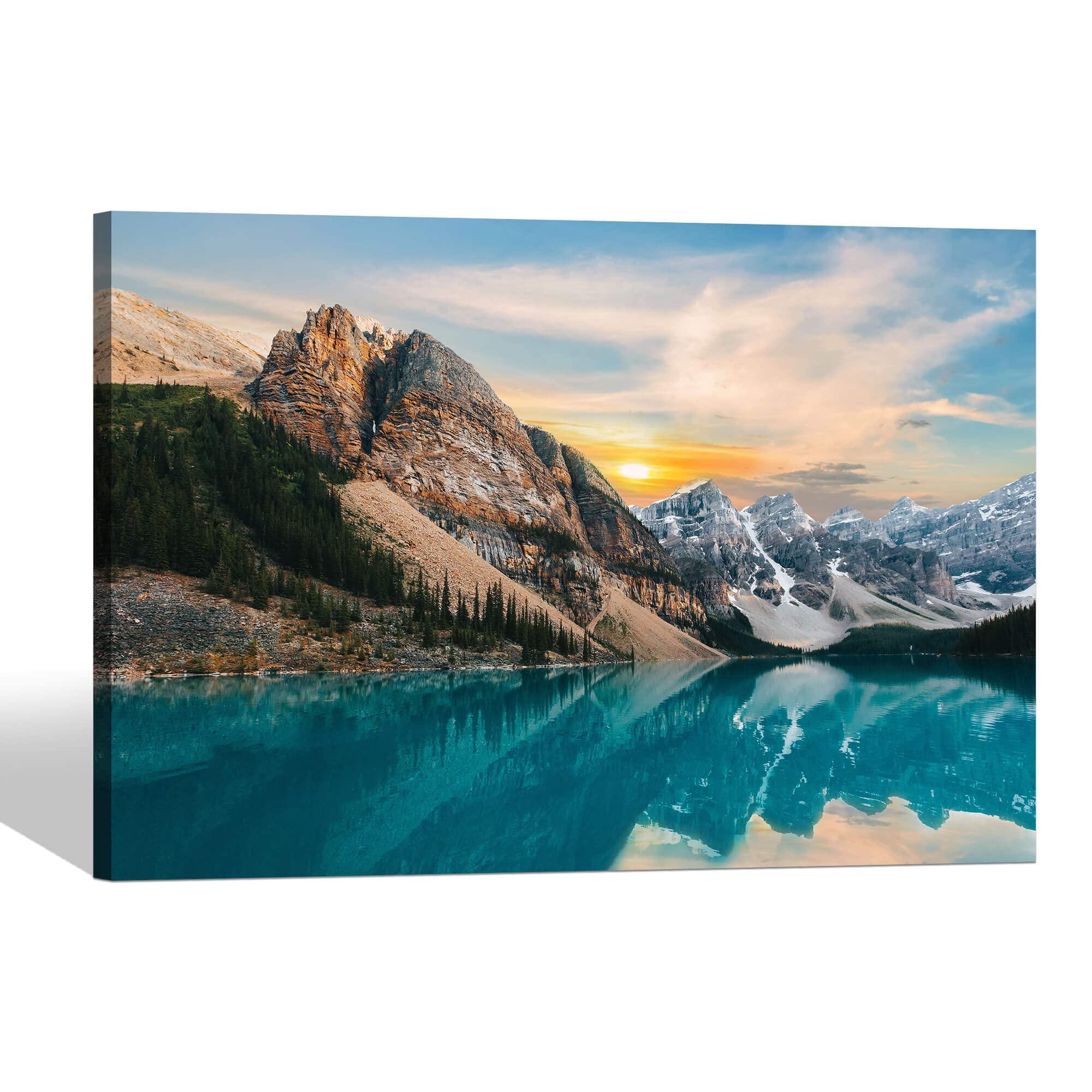 Nature Scenery Canvas Picture Prints: Lake Scenic Landscape Mountain Sunset Natural Painting Artwork Wall Art Decor for Home Office Living Room Bedroom 36 x 24 inch