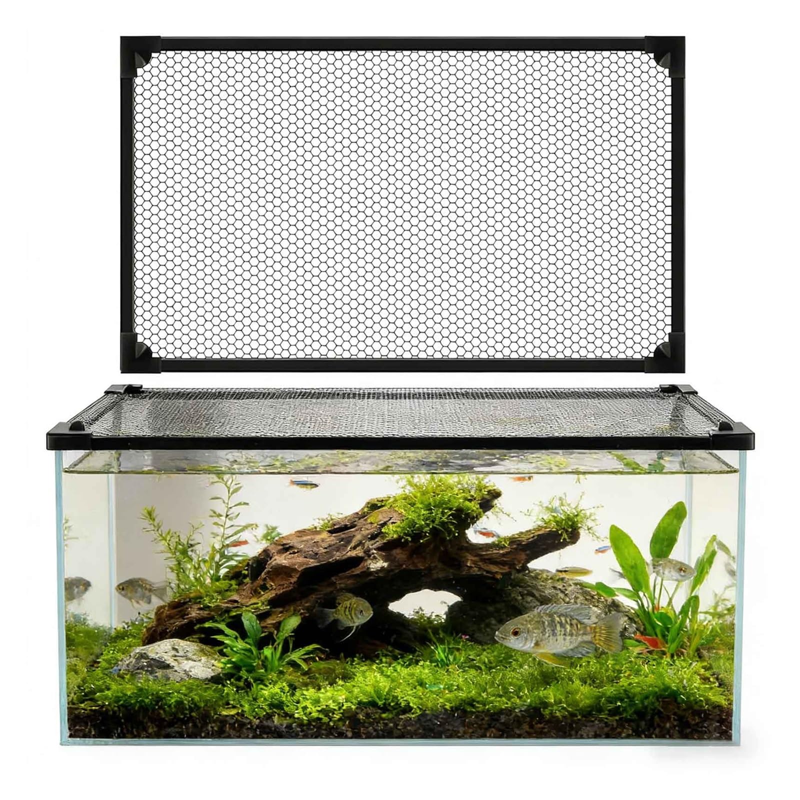 Magnetische Abdeckung für Aquarien, Deckel aus Netzstoff, zuschneidbar, Belüftung, Transparenz, Anti-Spring-Tankabdeckung