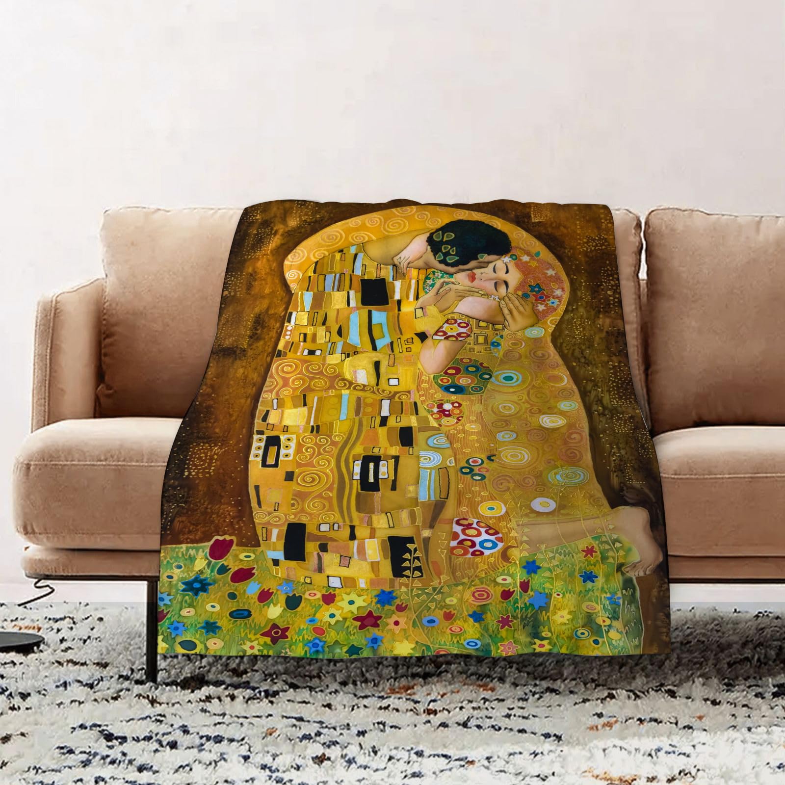 EOMKSE Fleece Blanket Sofa Throw - Versatile Blanket Fluffy Soft Throw for Bed and Couch Throw,klimt inspired abstract art batik painting on the grounds of Gustav Klimt,39x51in