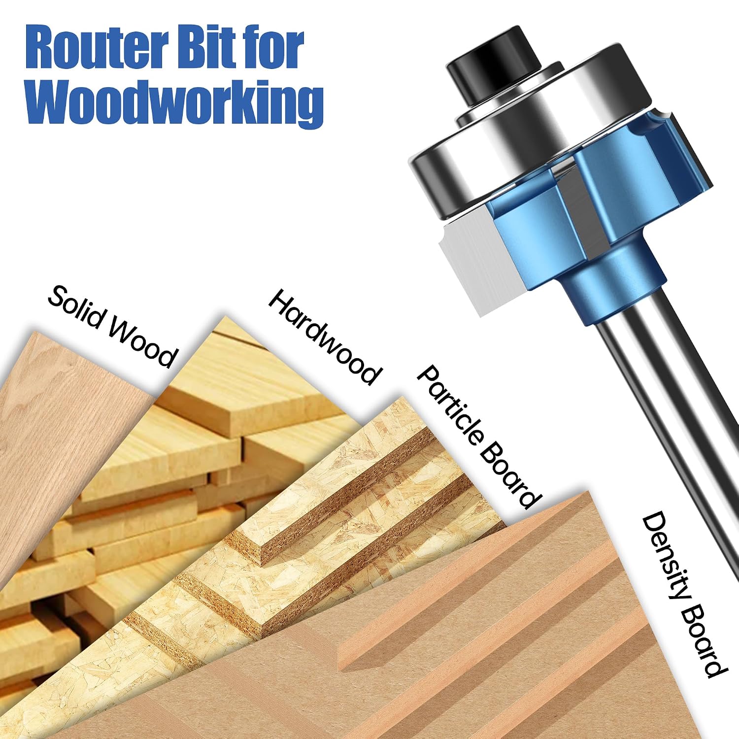 HUHAO 4-Teeth Roundover Router Bit,1/4" Shank Corner Rounding Bit, R1 Edge Trimming Router Bit Woodworking Milling Cutter for Wood Edge Treatment