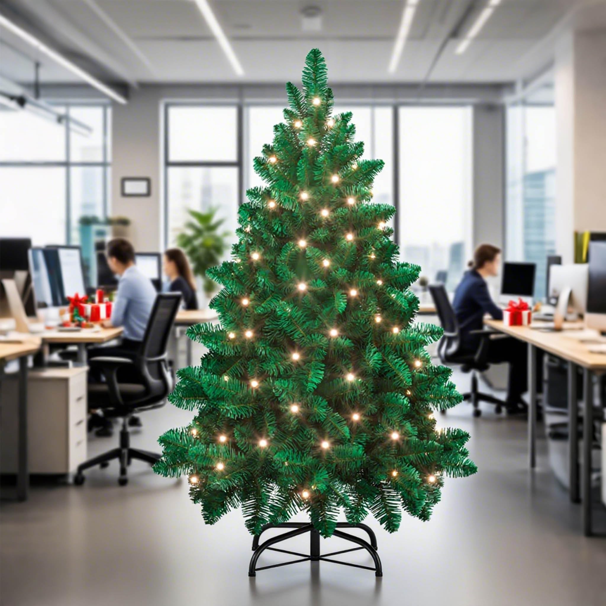 Froadp 210cm Albero di Natale Artificiale in PVC, Abete Artificiale con 820 Rami e 350 LEDs, Albero di Natale Rimovibile con Supporto in Metallo, Abete Ignifugo per la Decorazione di Natale