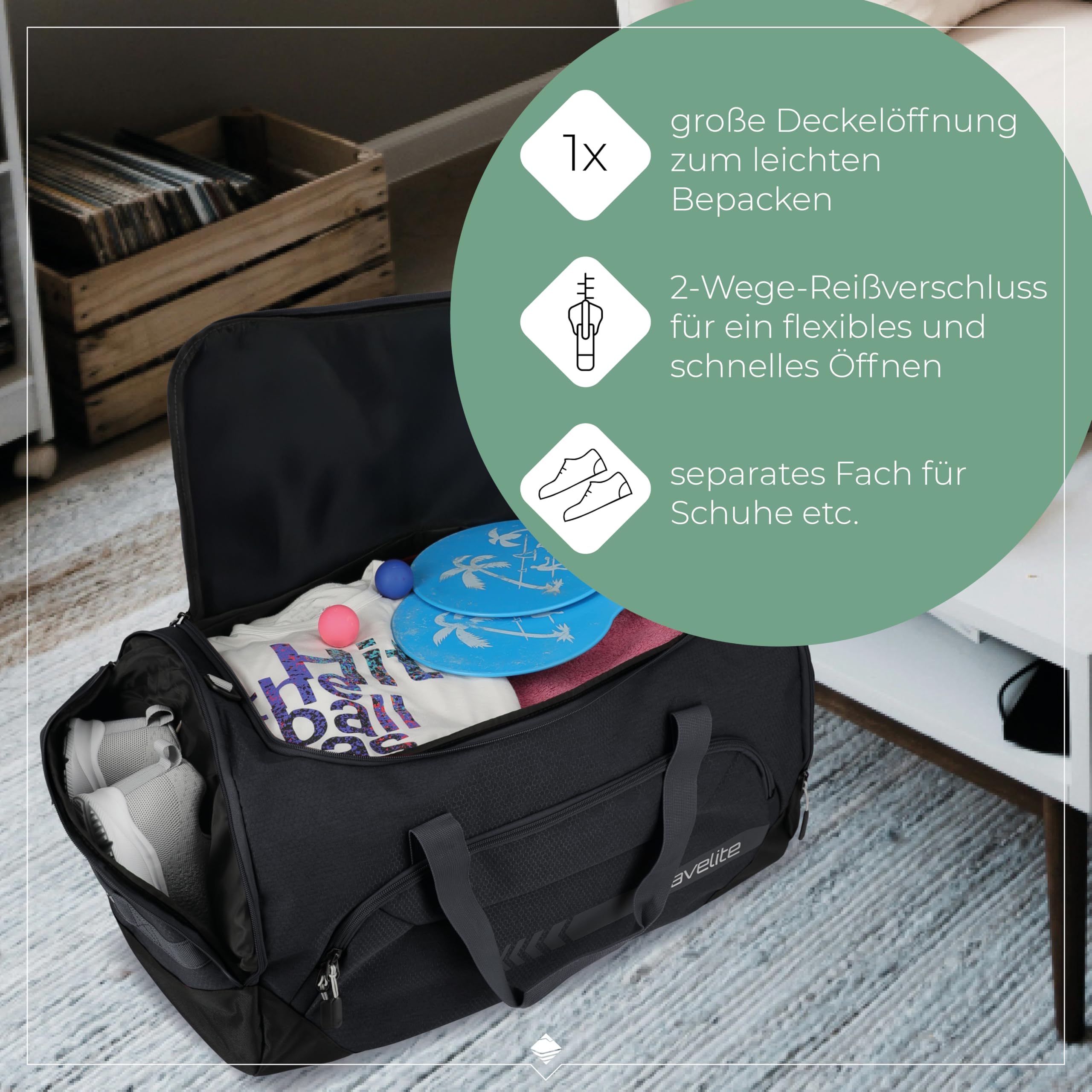 travelite Reisetasche groß, Kick Off, leichte Reisetasche für Urlaub und Sport, Schwimmbad, Klinikaufenthalt, 60 cm, 73 Liter