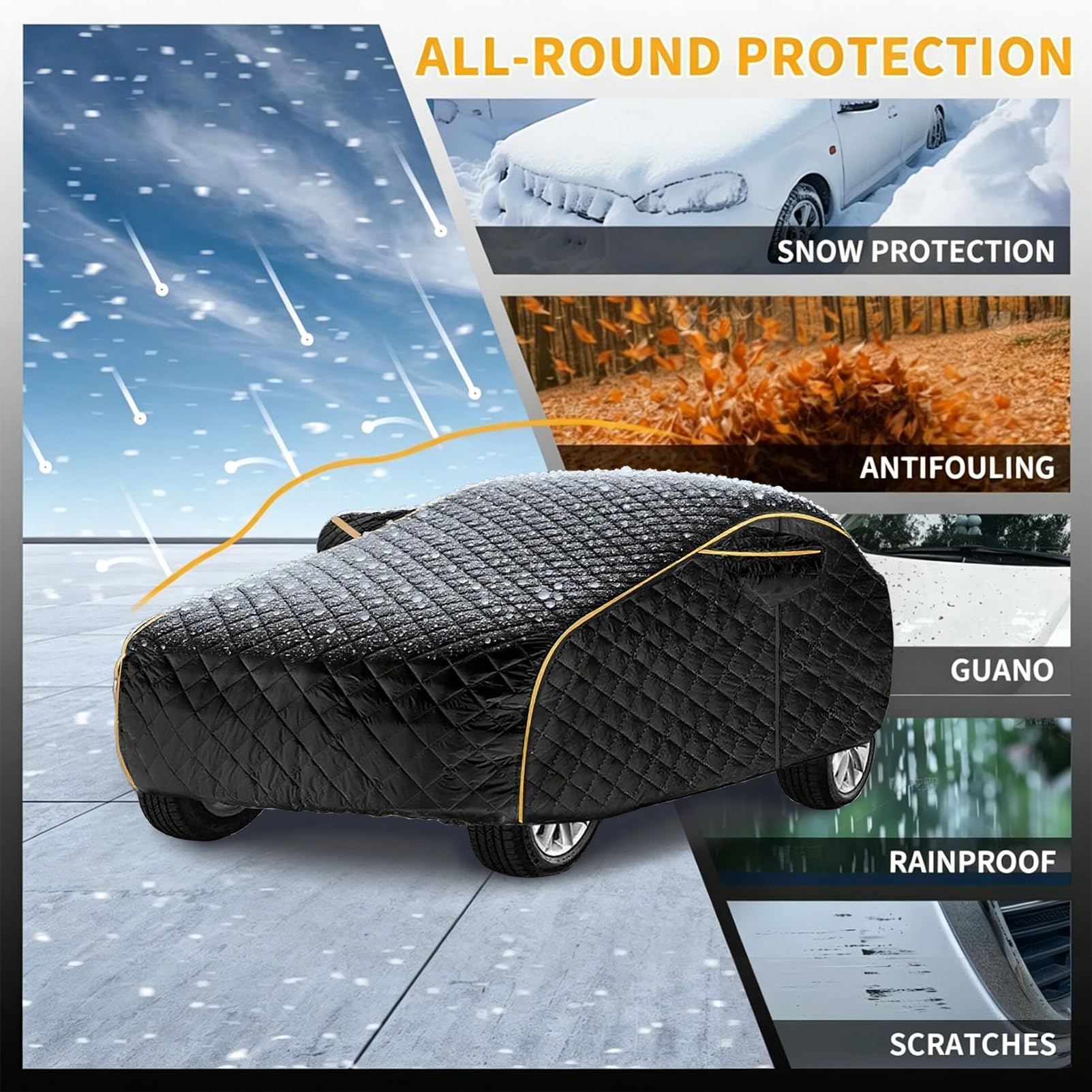 Telo Copriauto Antigrandine per Audi A3 8Y Sportback 2020-2026,Telo Copriauto Felpato Invernale Impermeabile Esterno,Copri Auto Anti Grandine Copertura per Macchina Imbottita