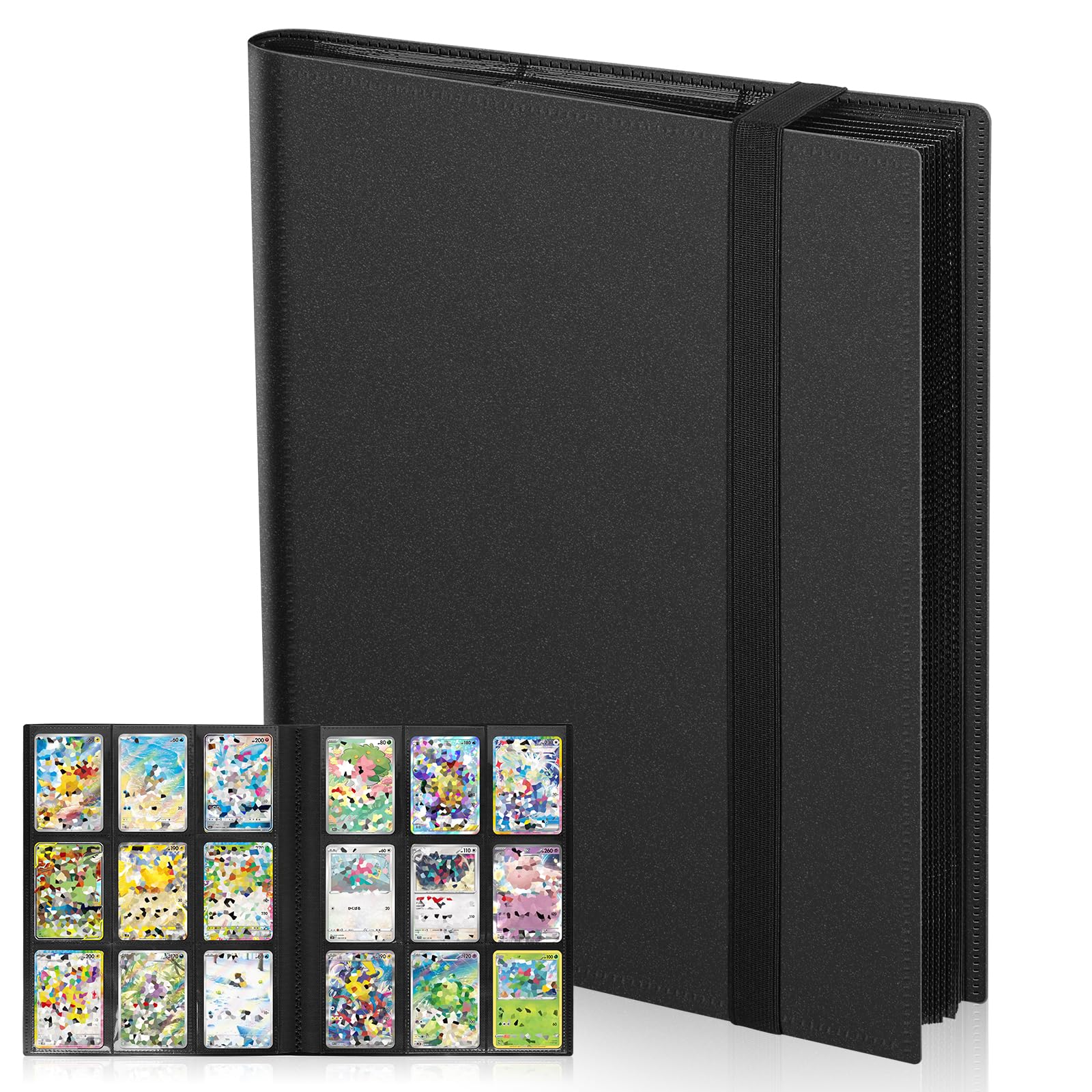 Euqvunn Black Trading Card Binder, Side-Loading Card Album, 24 Pages 432 Pockets Card Folder, Double-Sided Storage Card Book Card Collection Binder For Tcg,Mtg,Sports Cards (Black)