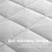 Vista 5 de puredown® Blankets Queen Size - Soft Lightweight Down Blanket for Bed, Cozy Warm Luxury Bed Blanket with Satin Trim, Light Grey (90"X90")