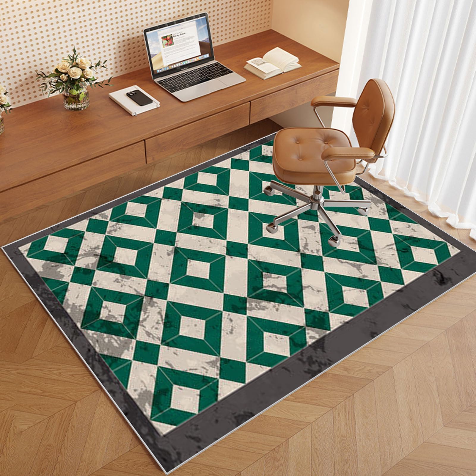 Tappetino per sedia da ufficio per pavimenti in legno duro: 160 x 129,5 cm, nero extra large, tappetino in gomma antiscivolo per sedia a rotelle da gioco, tappetino protettivo resistente per pavimento