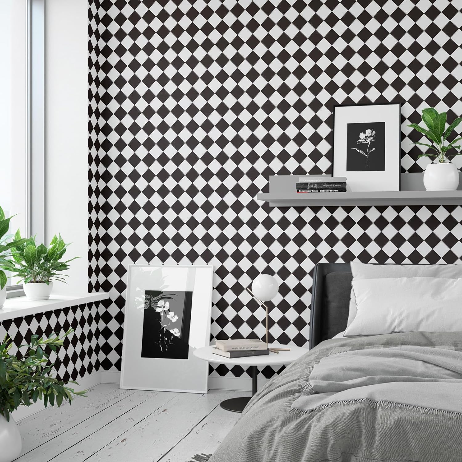 RUSPEPA Peel and Stick Wallpaper, 17.3 Inch x 6.5 Feet, Rhombus Design Self Adhesive Removable Wallpaper Decorative Waterproof Contact Paper for Cabinets, Walls