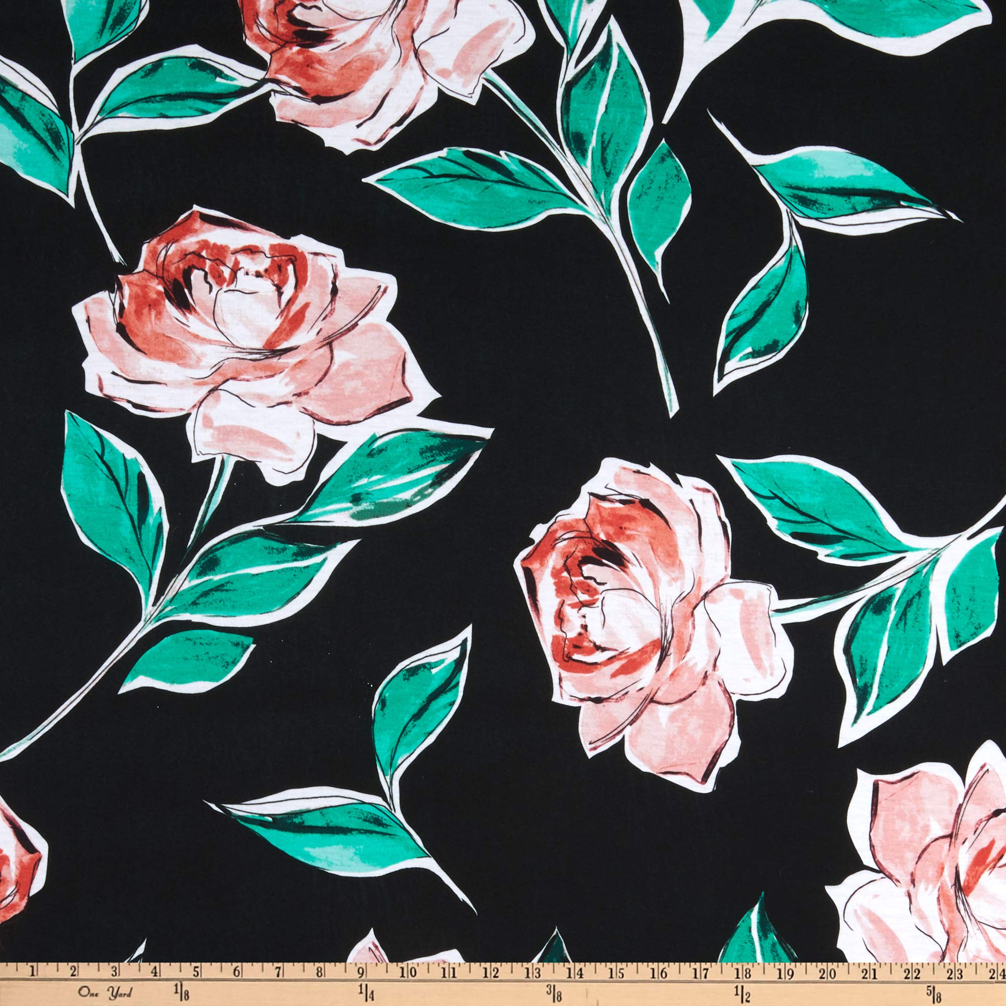 EZ Fabrics E.Z. Fabric Polyester Spun Jersey Knit Large Roses, Pink, Yard