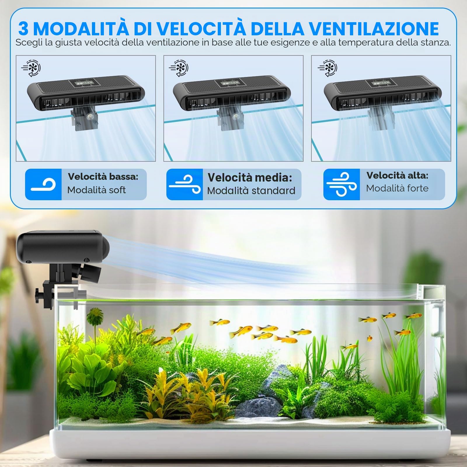 hygger Aquarium Cooler, Intelligent Automatische Temperaturregelung, Leiser Aquariumventilator, Einstellbare Luftgeschwindigkeit AquariumwasserküHler