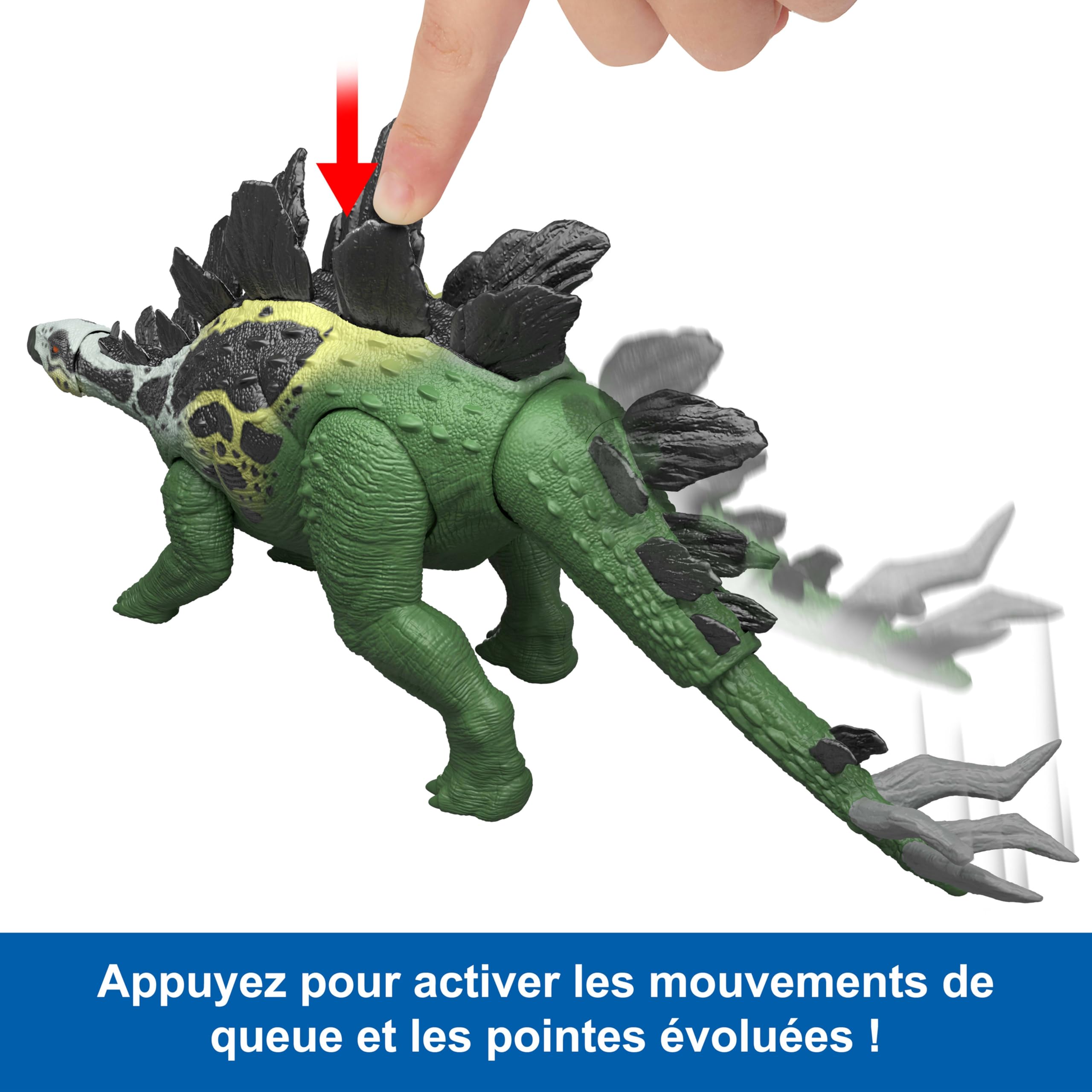 Mattel Jurassic World Figurine de Dinosaure, Grand stégosaure Géants Féroces avec Deux attaques et Une évolution, Jeu numérique, JKL85