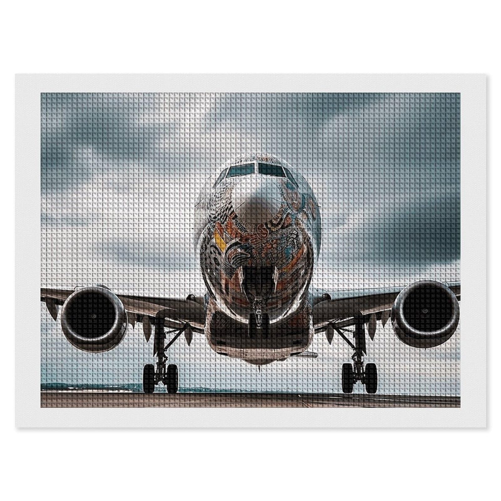 NONHAI Diamond Painting Kits for Adults - DIY Diamond Art Kits for Beginners - Full 5D Paint Drill Diamond Dots Paintings- Airplane Art Diamonds Pictures Gem Art and Craft Wall Decor 12"x16"