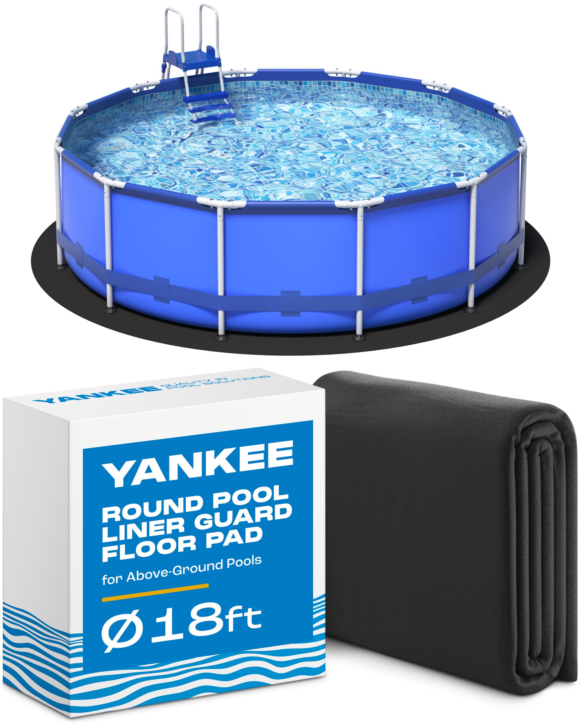 Yankee – Tapis de piscine rond anti-crevaison de 5,5 m, protection contre les déchirures, l'herbe, pour prolonger la durée de vie de la piscine