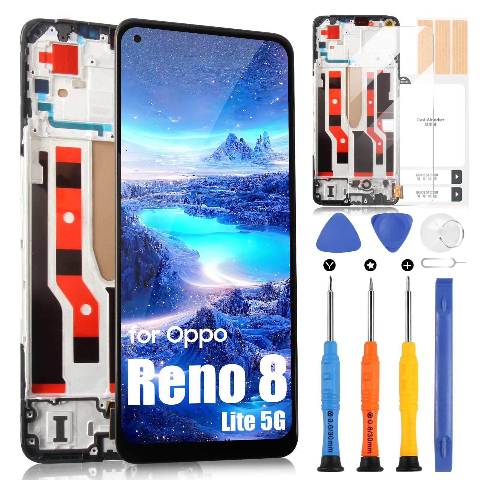 Kit écran Tactile + LCD Pour Oppo Reno 8 Lite 5G CPH2343 (gris) + Outils + Colle - Neuf