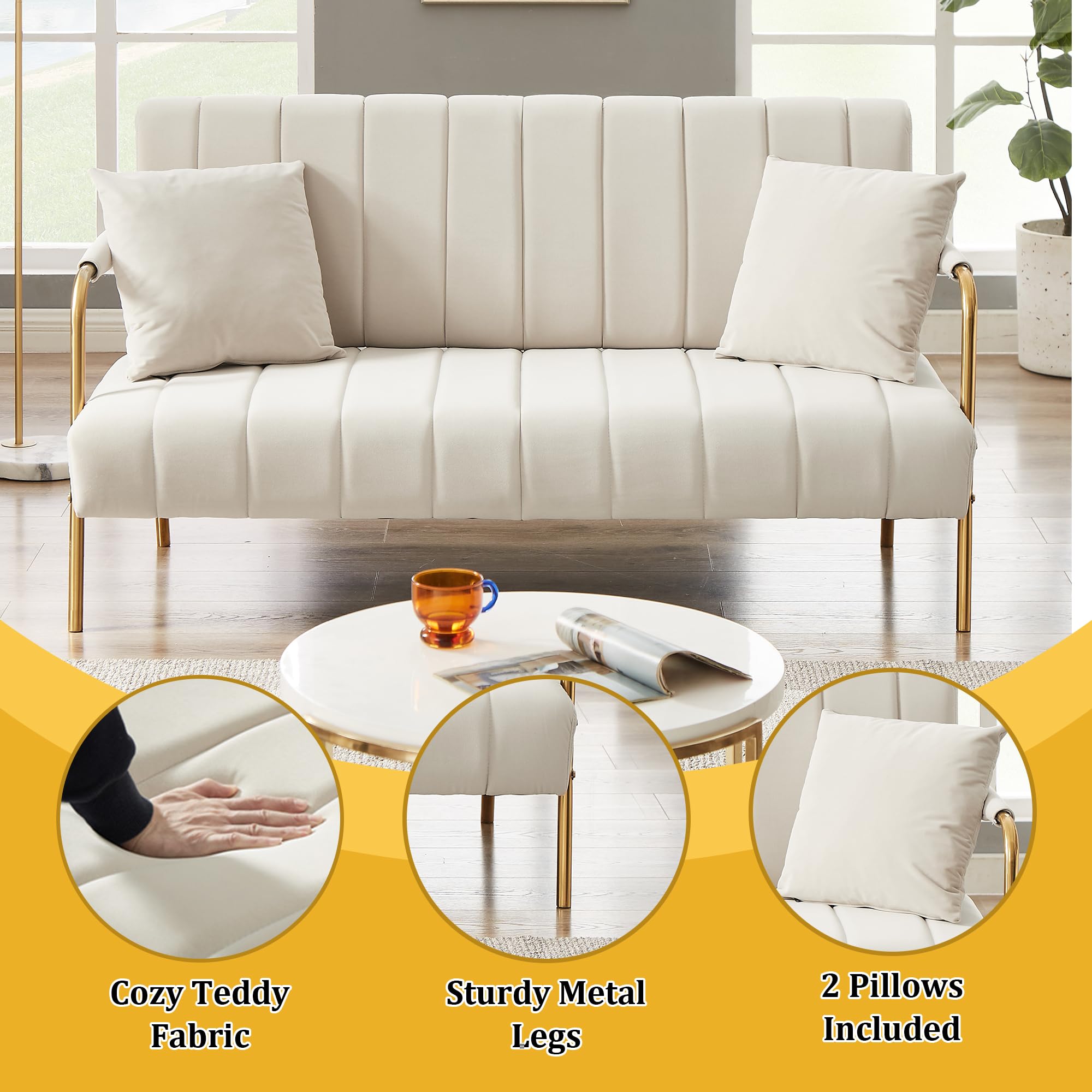 DULTON　＊　VELVET SOFA 2 SEATER ZX Design 84.6'' Oversized Velvet Loveseat Couch, Modern