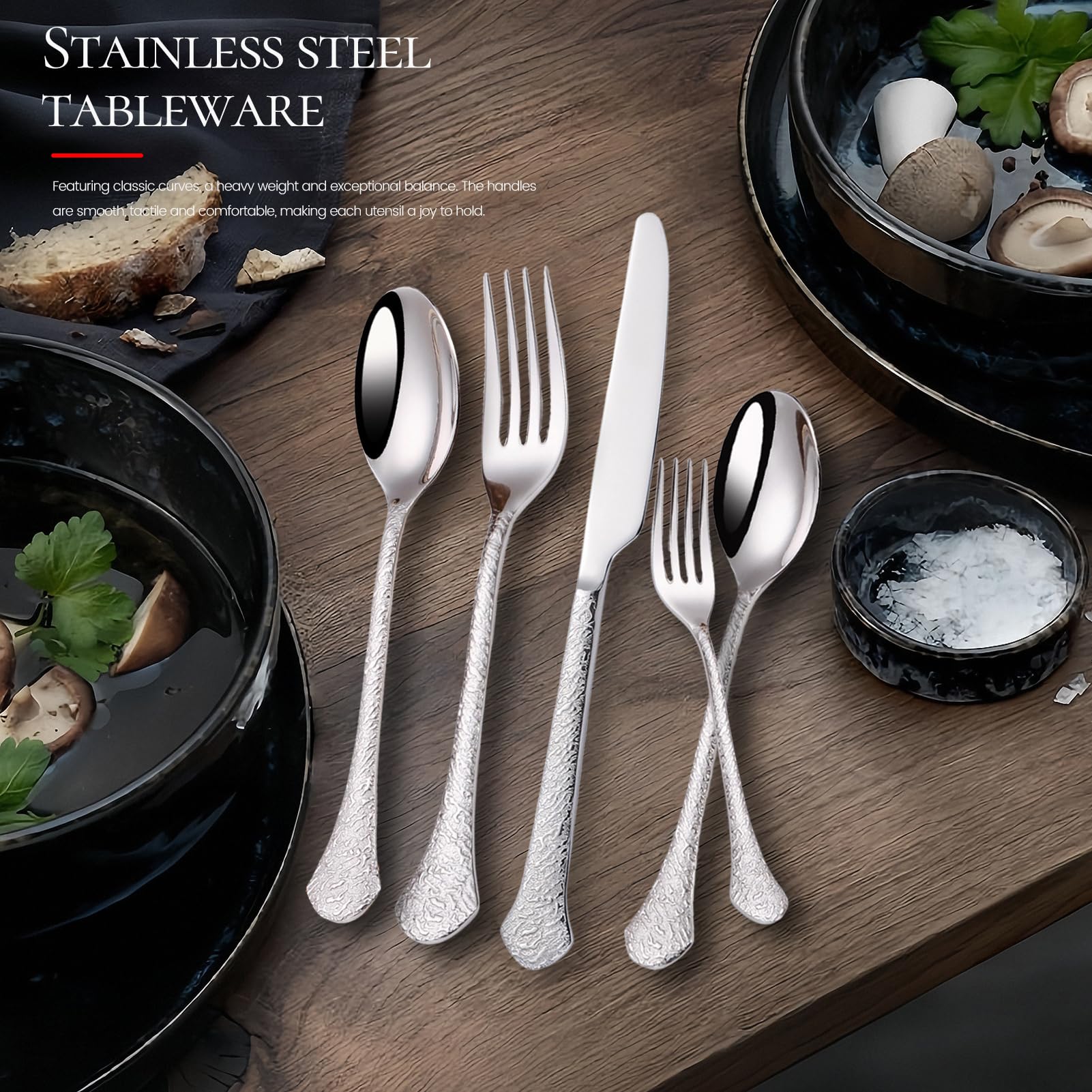 Luxus Besteckset Besteck Set, 18/10 Edelstahl, Spiegel Poliert, Messer Gabel Löffel Enthalten Elegant Gesund Langlebig Geschirr Für Zuhause, Hotel, Restaurant, Neues Haus (Set C,20pcs)